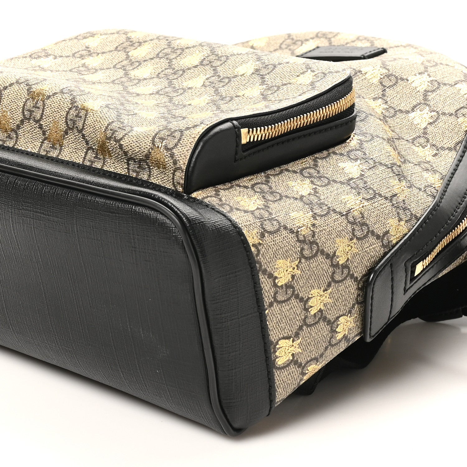 GG Supreme Monogram Bees Print Small Day Backpack Beige Oro Black