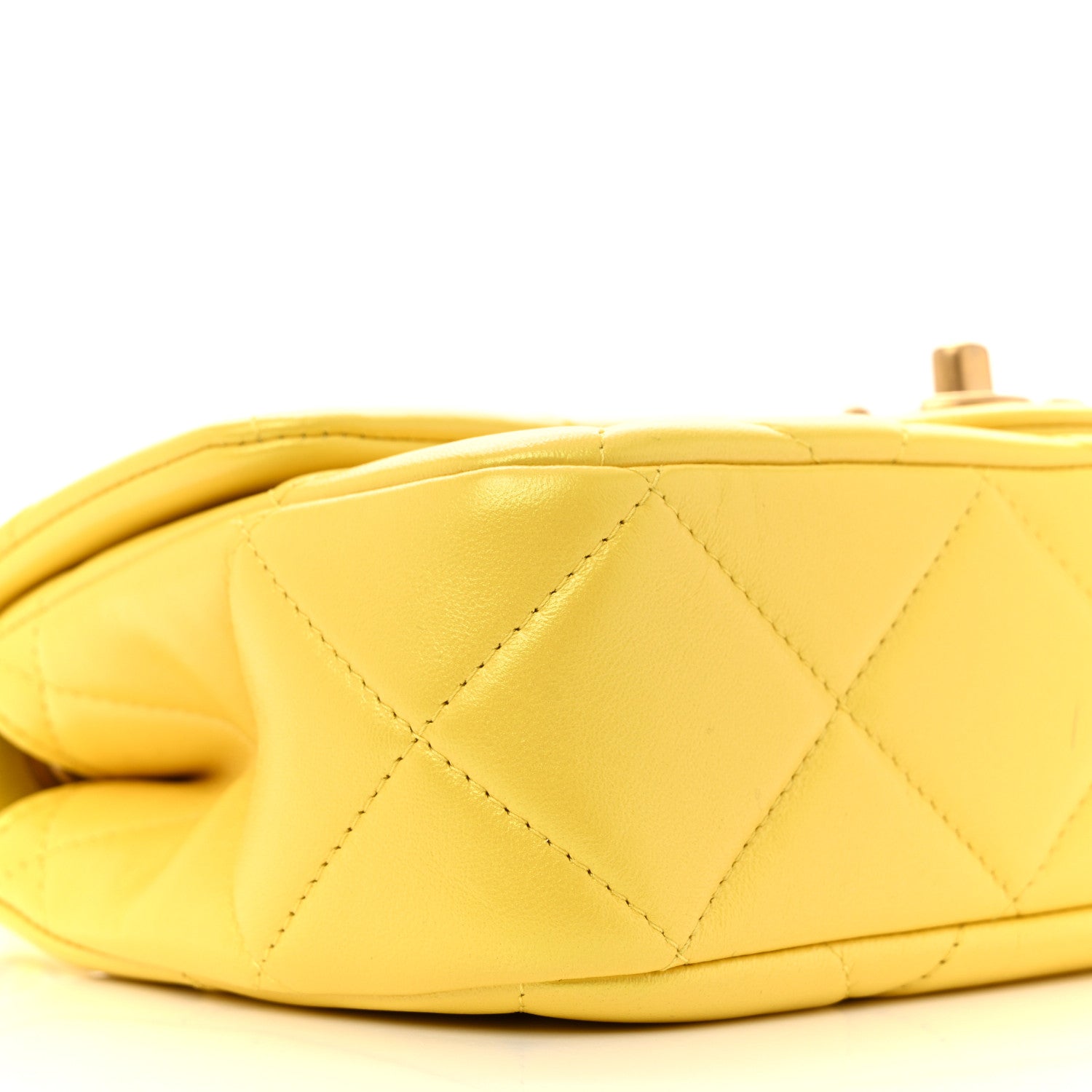 Pearly Lambskin Pearl Quilted Small Flap Yellow