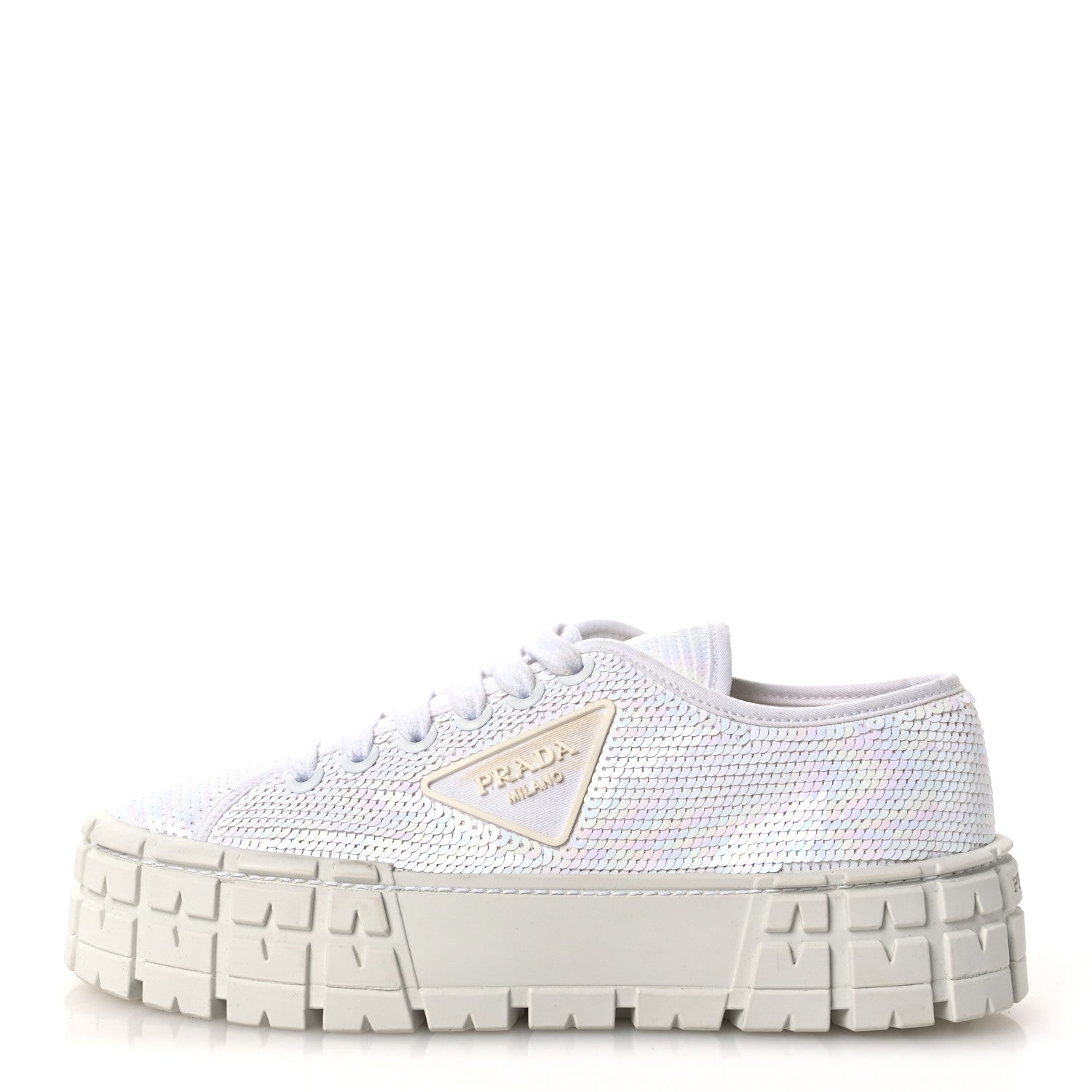 Paillettes Triangle Logo Double Wheel 50mm Sneakers 38.5 White