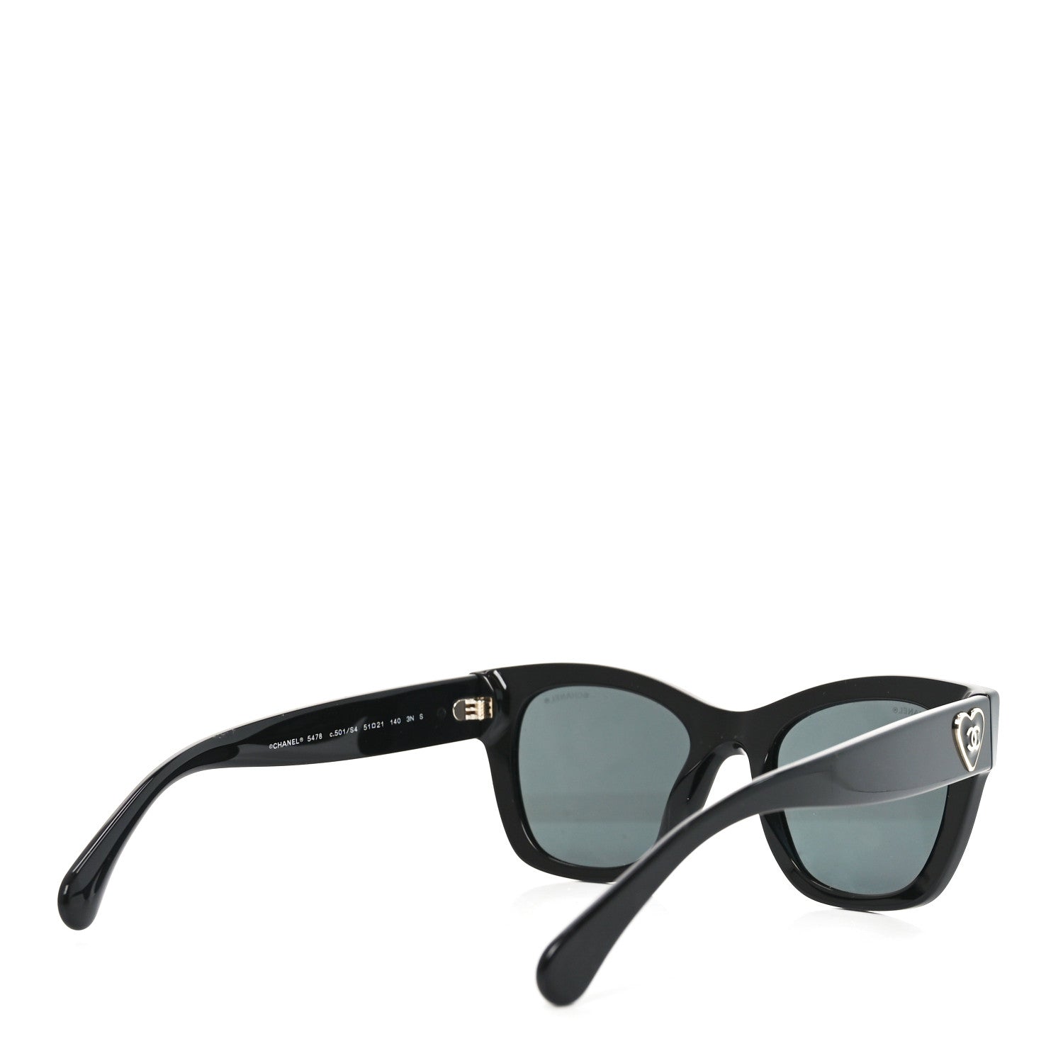 Acetate Square CC Heart Sunglasses 5478 Black