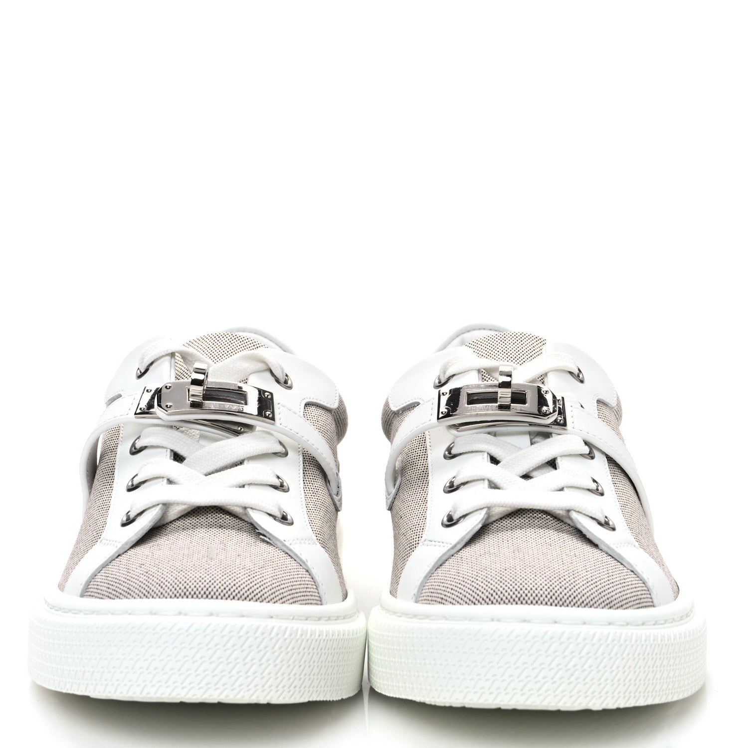 Calfskin Canvas Day Sneakers 36 Prunoir White