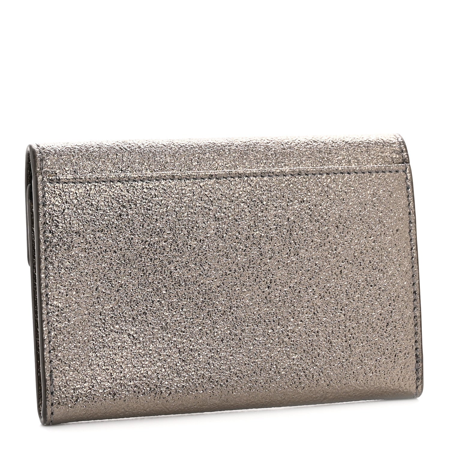 Grained Metallic Calfskin Small Monogram Envelope Wallet Bronze
