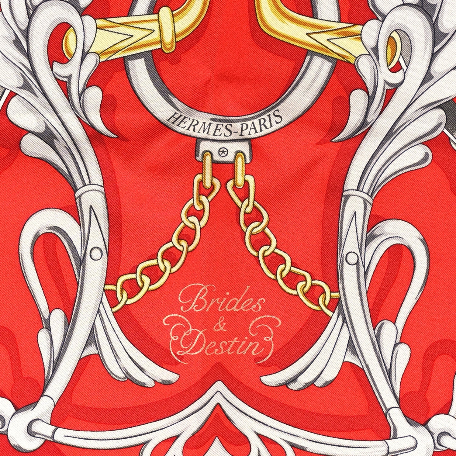 Silk Brides Et Destin Scarf 90 Rouge Gris Argent White