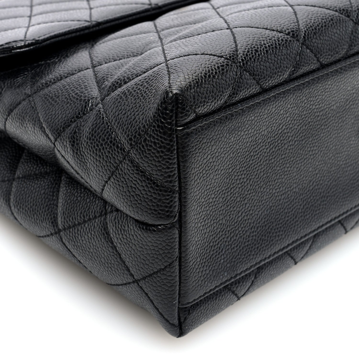 Caviar Quilted Jumbo Kelly Flap Black