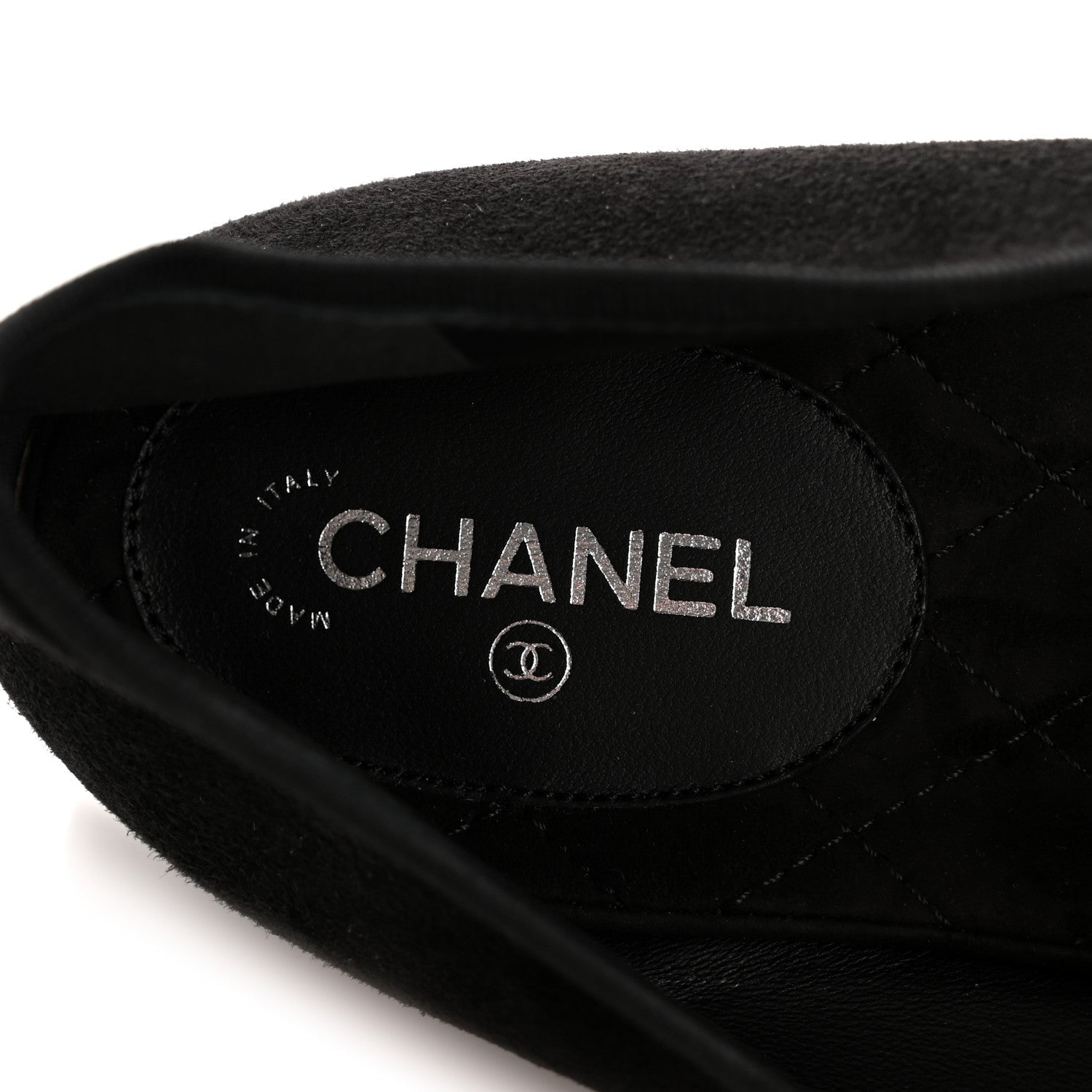 Kid Suede Hologram Cap Toe CC Ballerina Flats 40 Black White