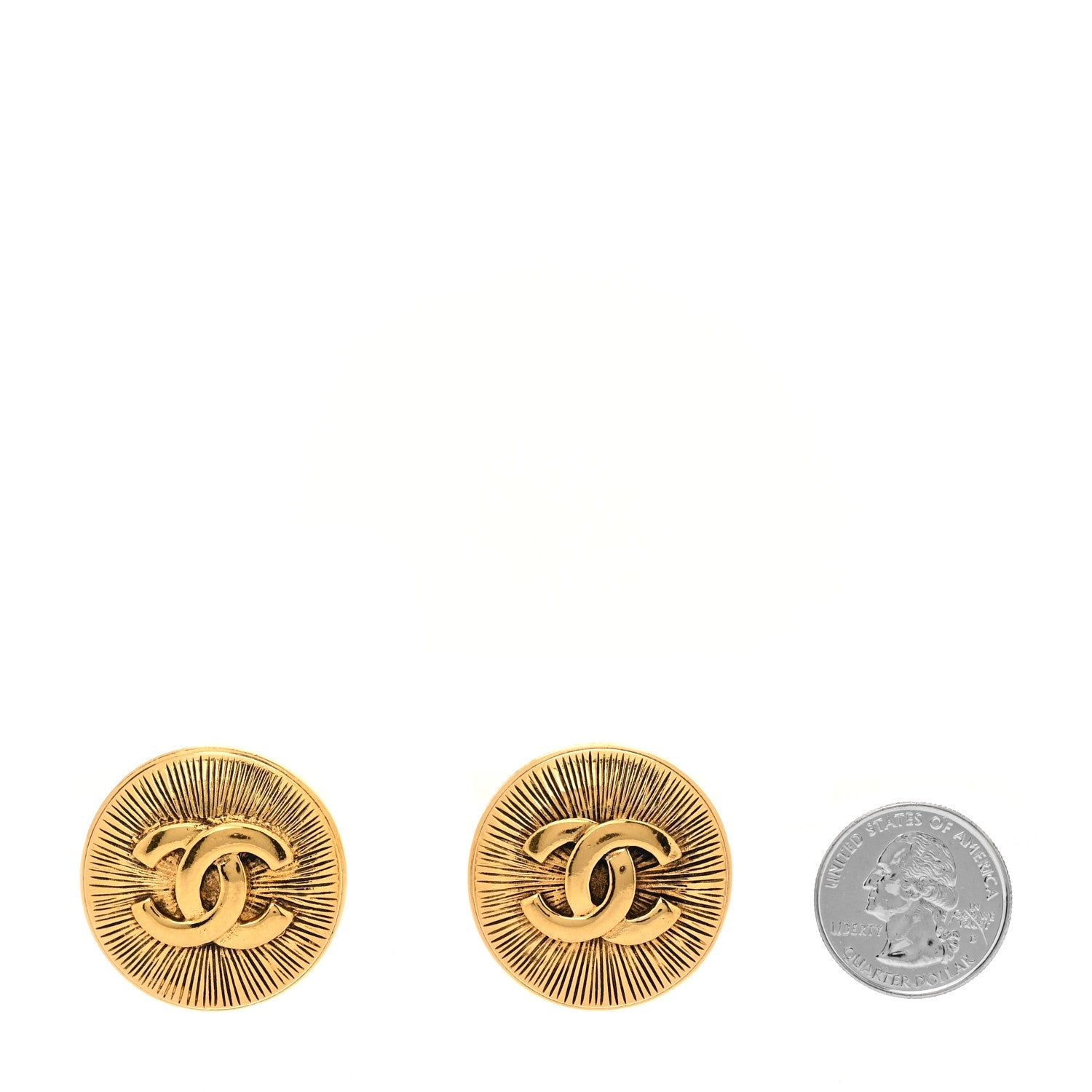 CC Button Clip On Earrings Gold