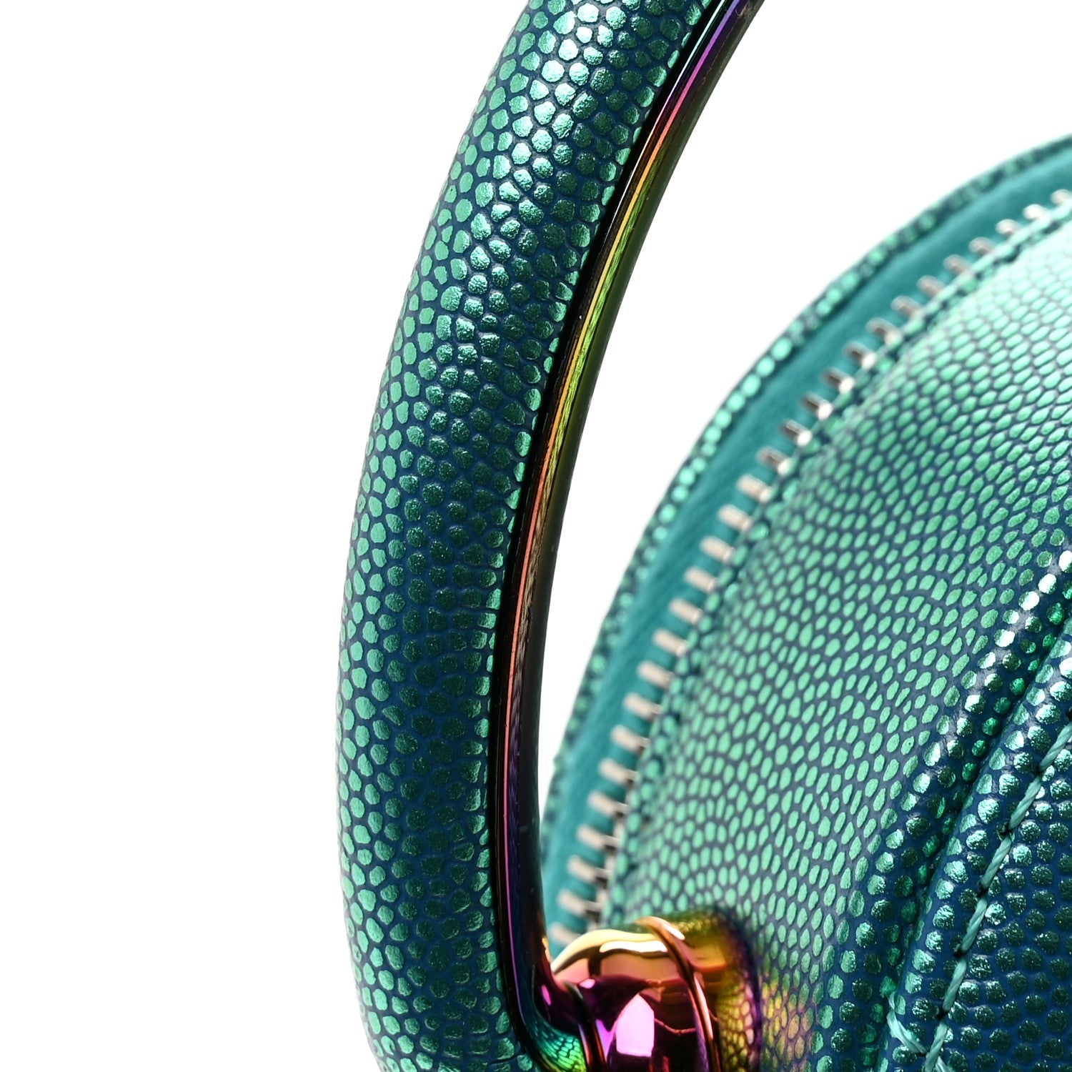 Metallic Caviar Quilted Camera Case Blue
