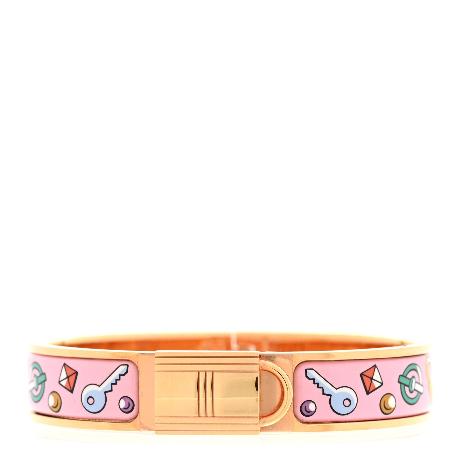 Enamel Narrow Clic Cadenas Locky Me Bracelet PM Ultra Pink