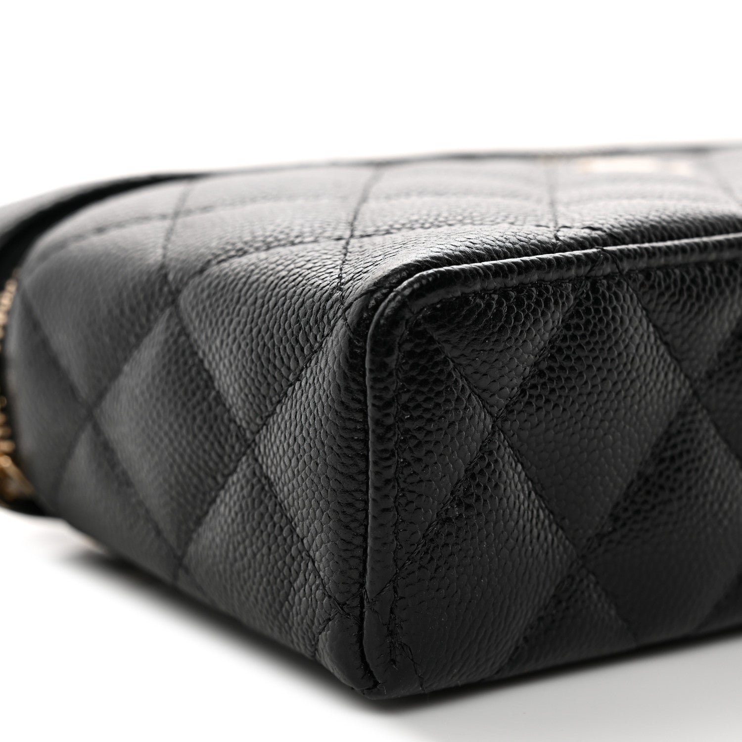 Caviar Quilted Top Handle Slim Vanity With Chain Black