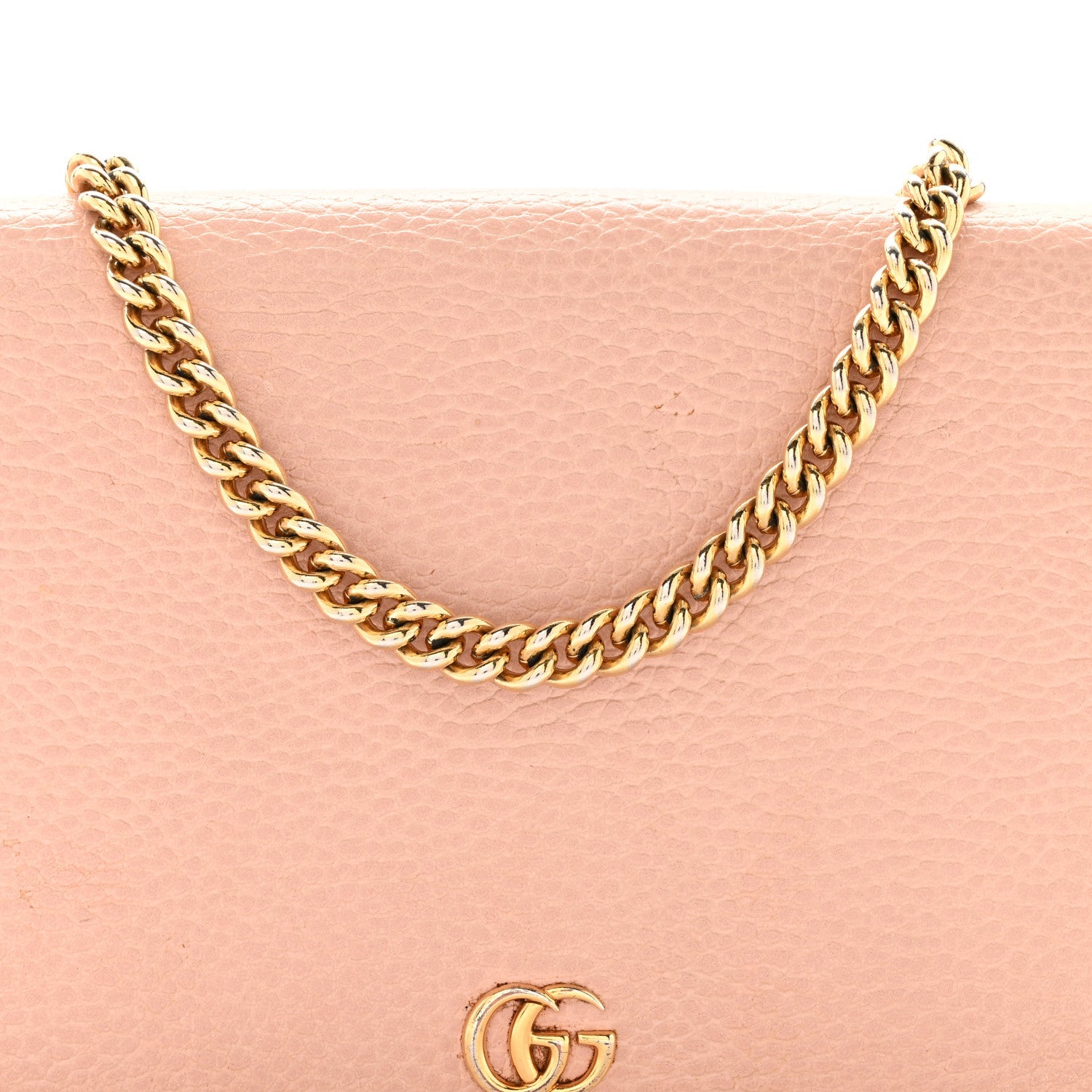 Dollar Calfskin Mini GG Marmont Chain Wallet Perfect Pink