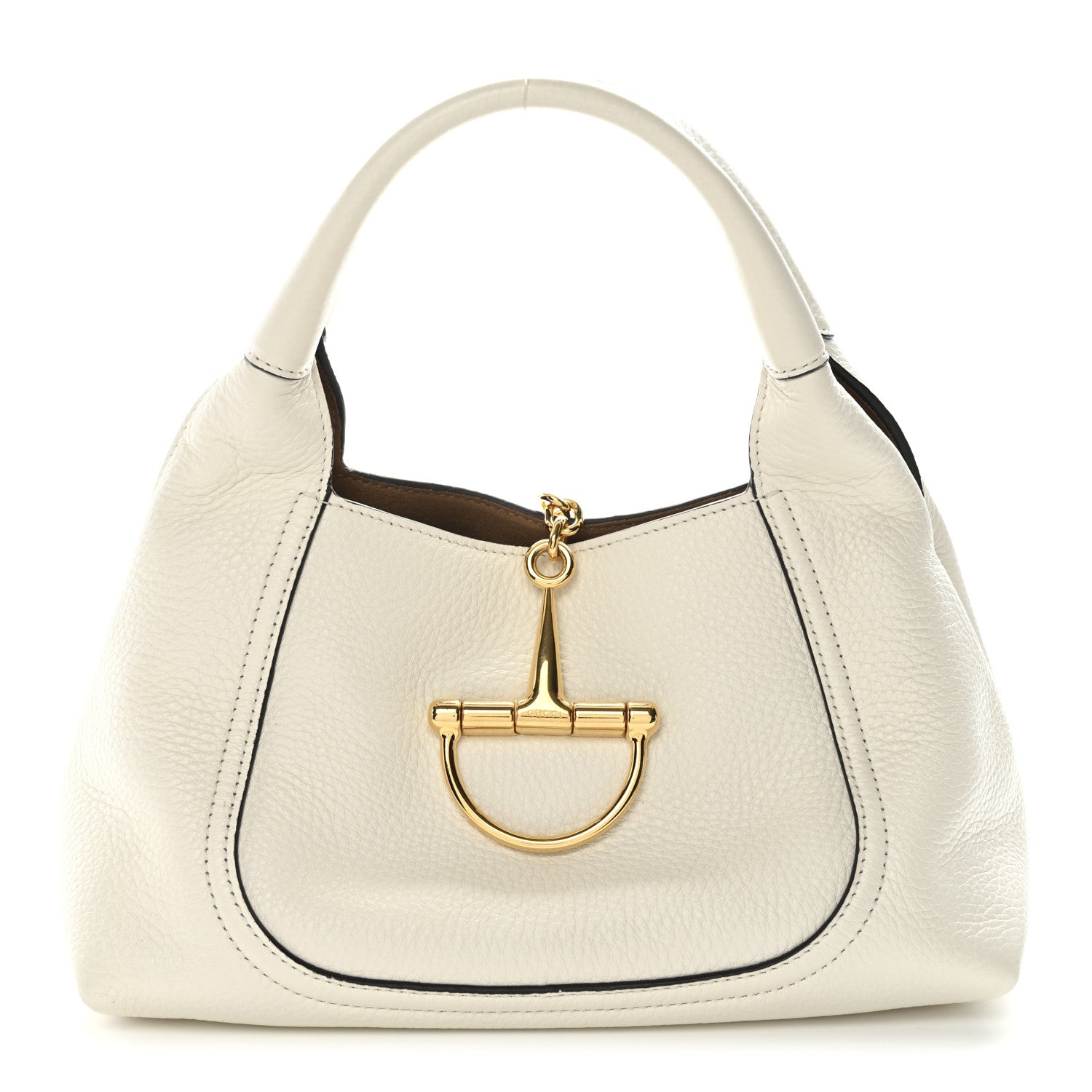 Grained Calfskin Softbit Medium Shoulder Bag White