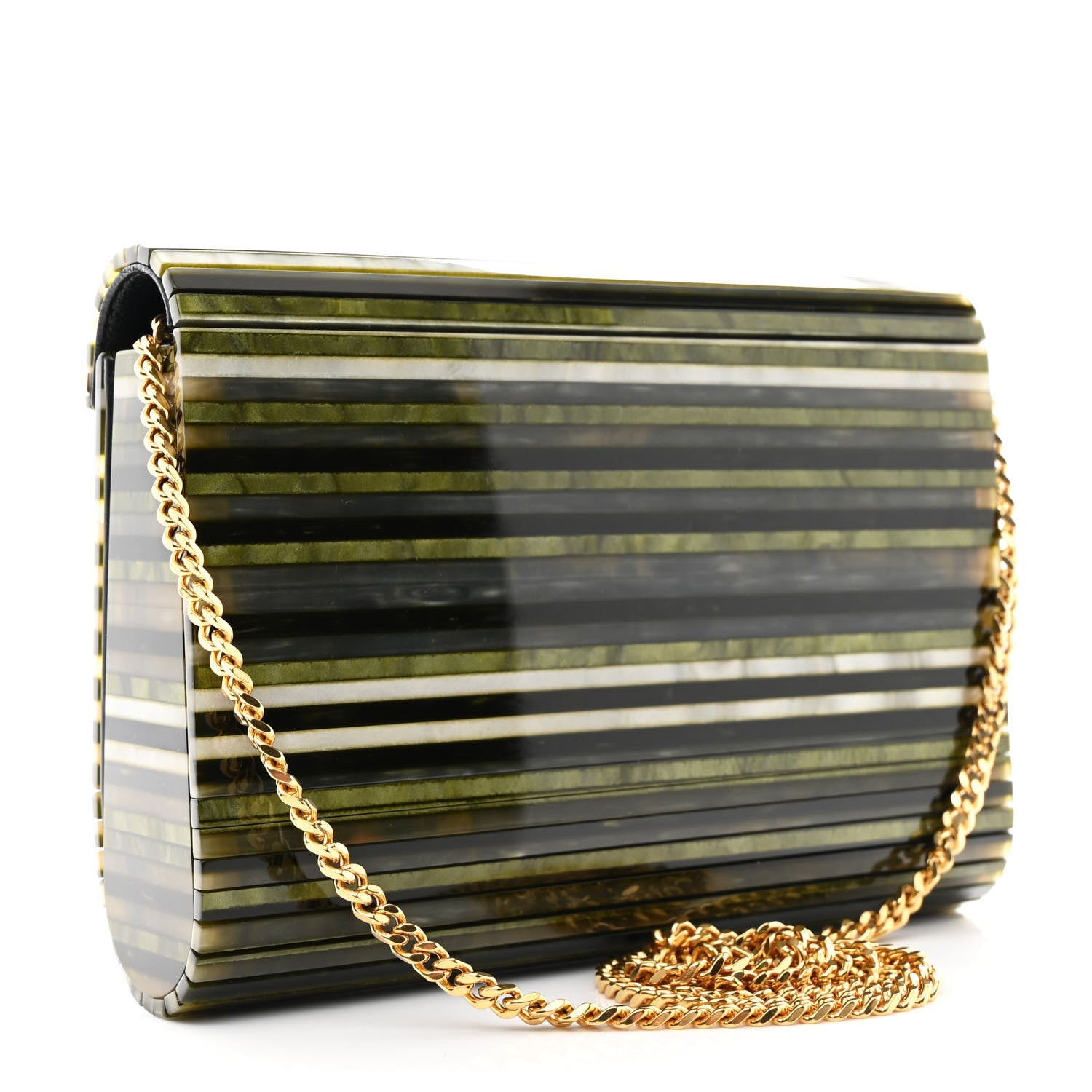 Plexiglass Monogram Vicky Minaudiere Clutch Green Multicolor