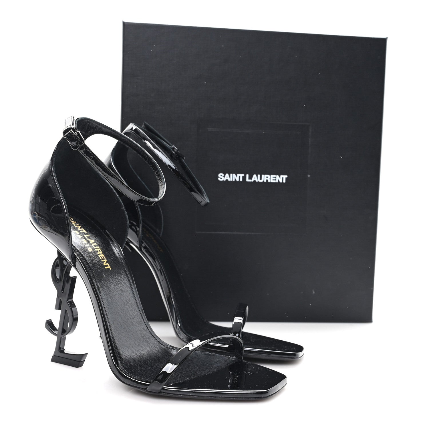 Patent Calfskin Opyum 110 Sandals 39 Black