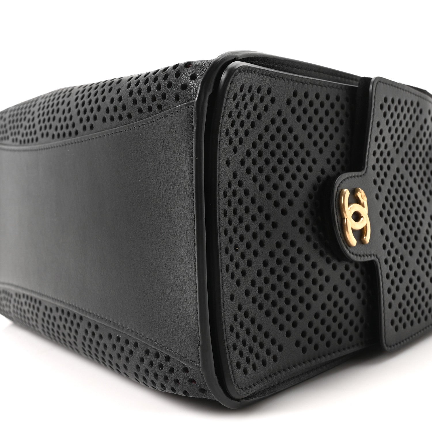 Perforated Calfskin Small Chanel 25 Handbag Black