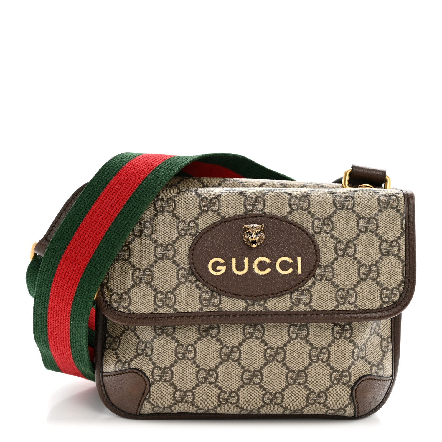 GG Supreme Monogram Web Small Neo Vintage Double Flap Messenger Bag Beige New Acero