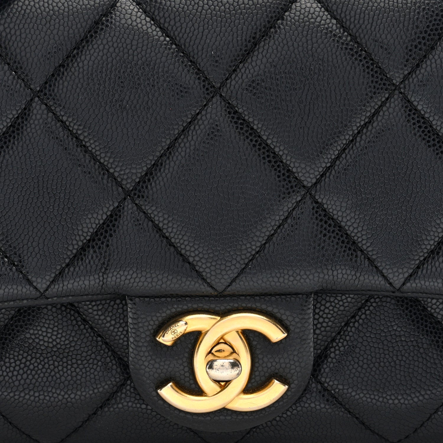 Caviar Quilted Small Twist Your Buttons Flap Black