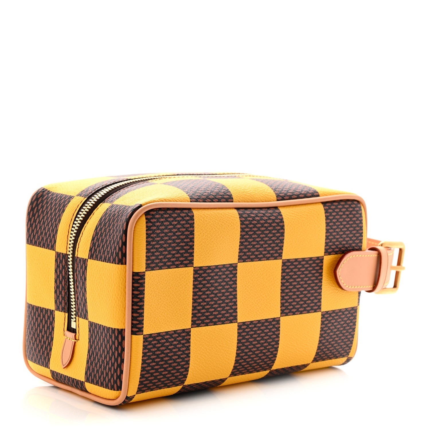 Damier Pop Dopp Kit Toilet Pouch Jaune Mat