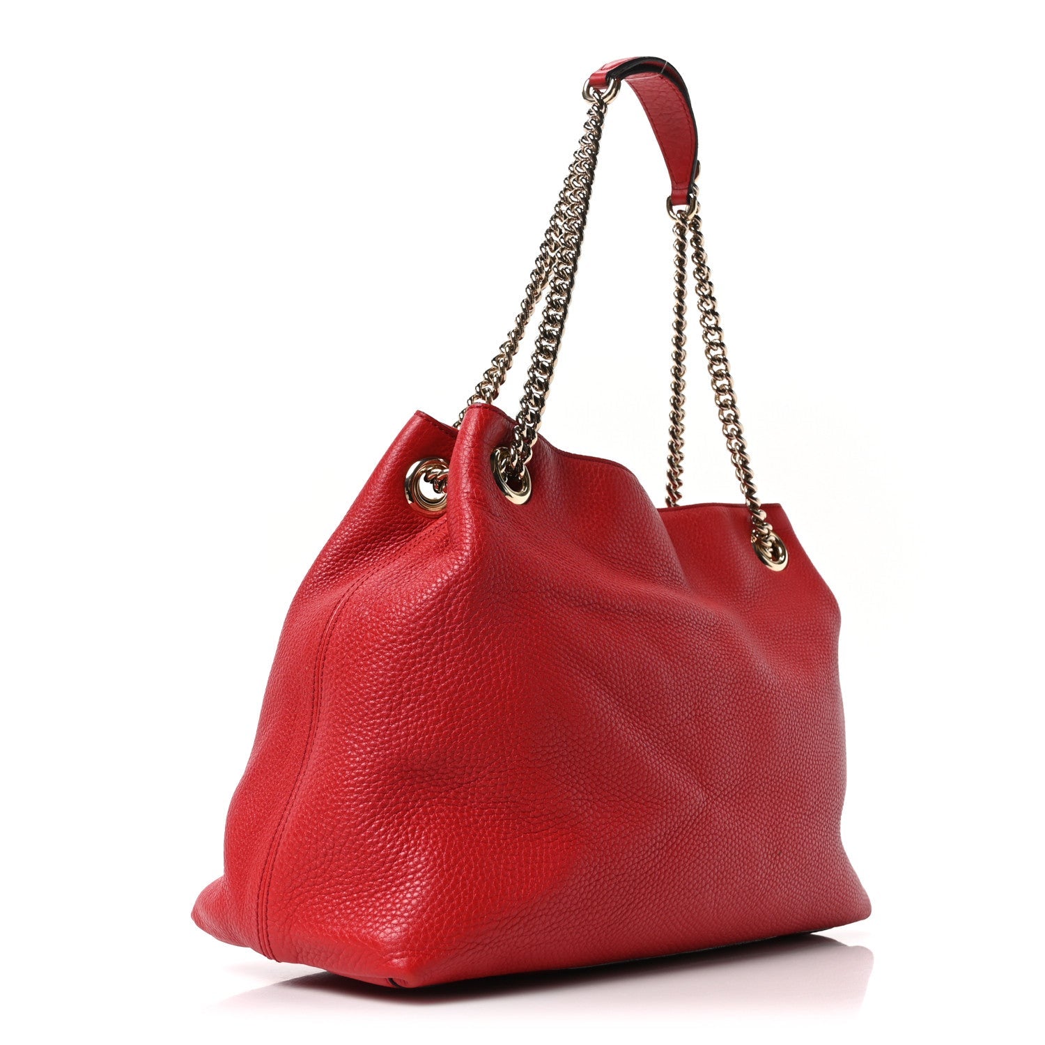 Pebbled Calfskin Medium Soho Chain Shoulder Bag Tabasco Red