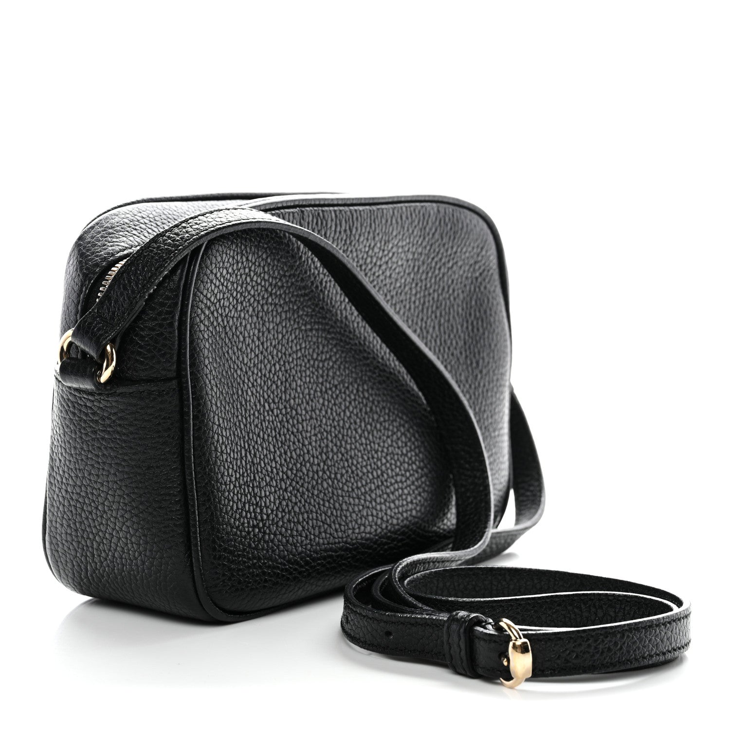 Pebbled Calfskin Small Soho Disco Bag Black