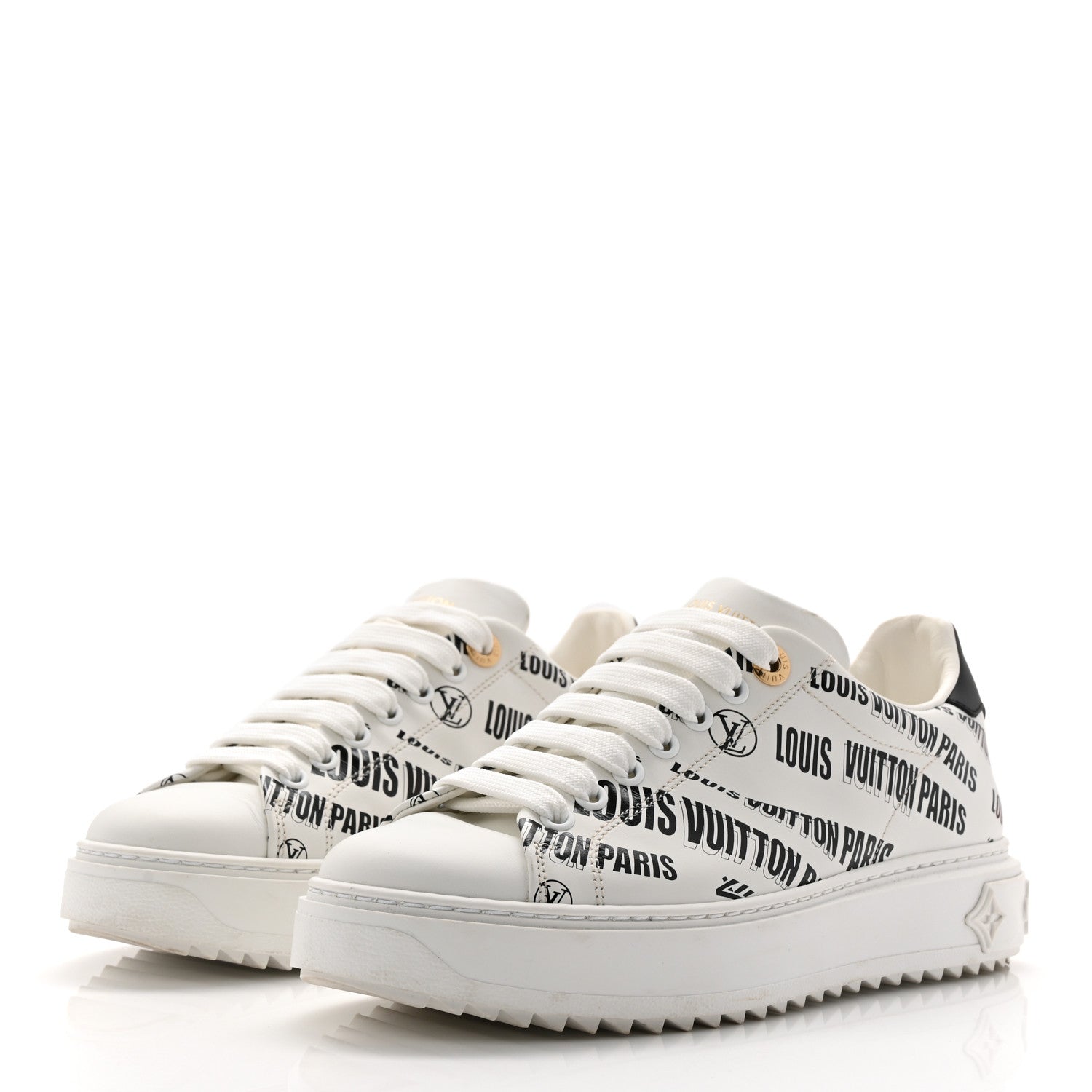 Calfskin Printed Time Out Trainer Sneakers 37 White