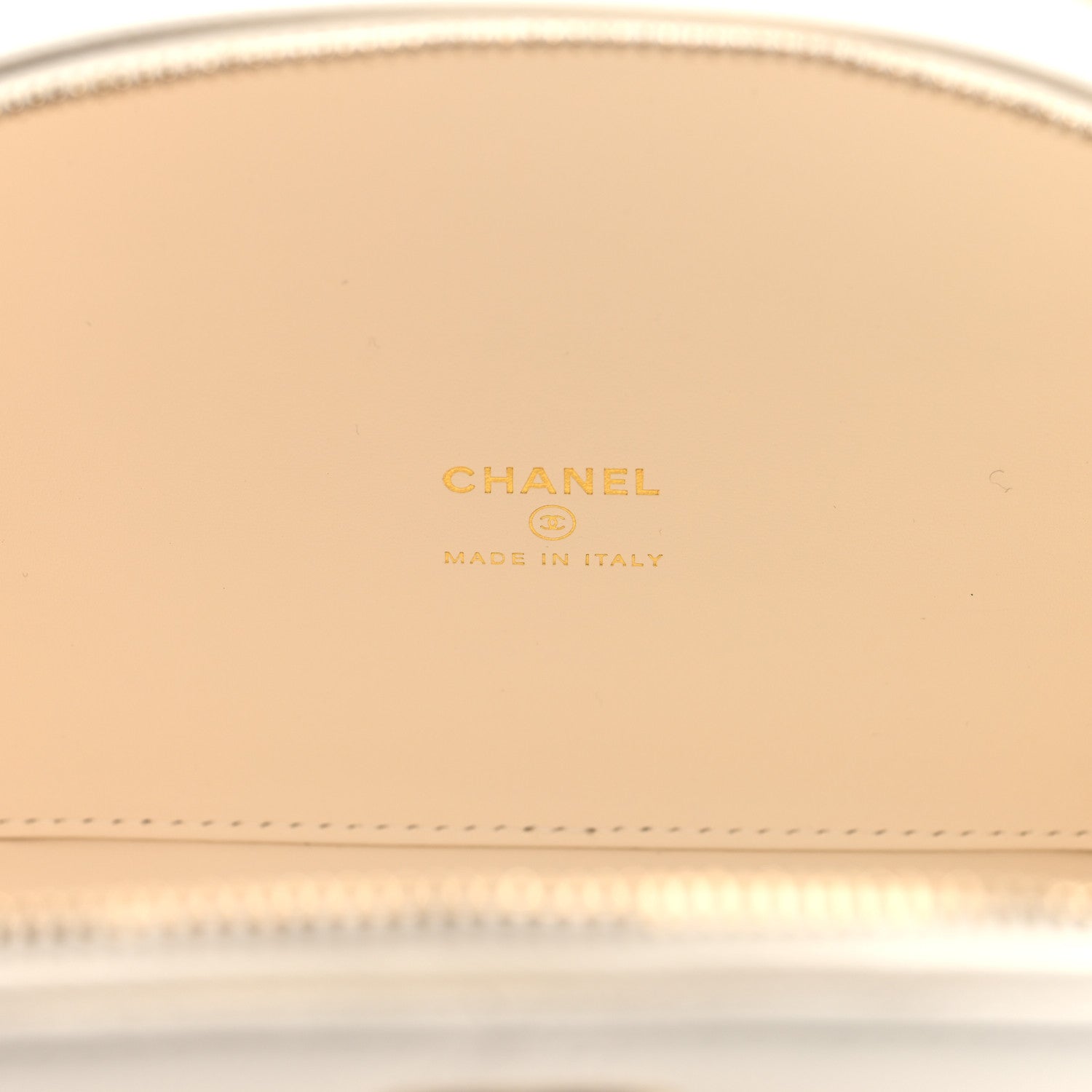 Grained Calfskin Quilted Top Handle Chain Clutch White