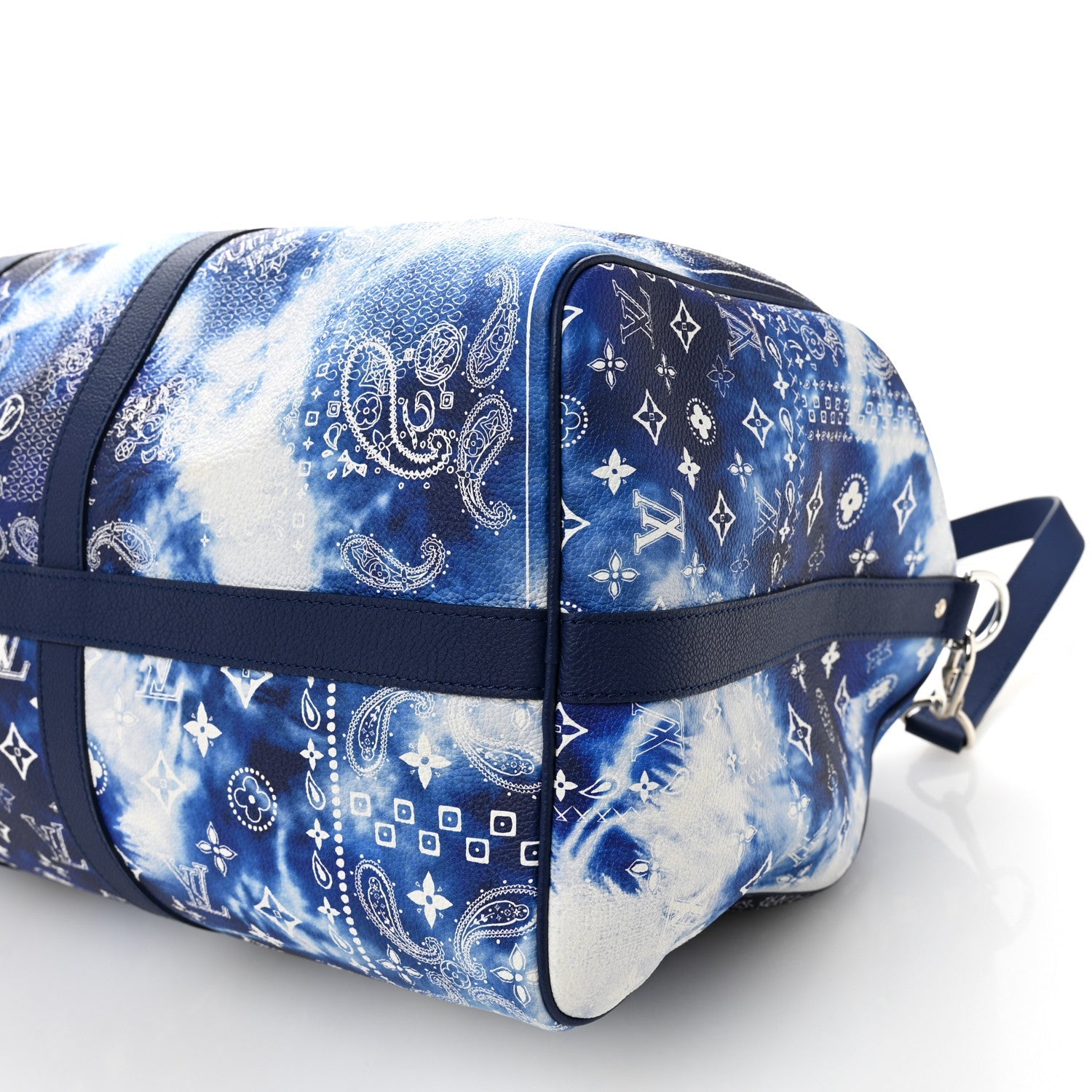 Cowhide Monogram Bandana Keepall Bandouliere 50 Blue