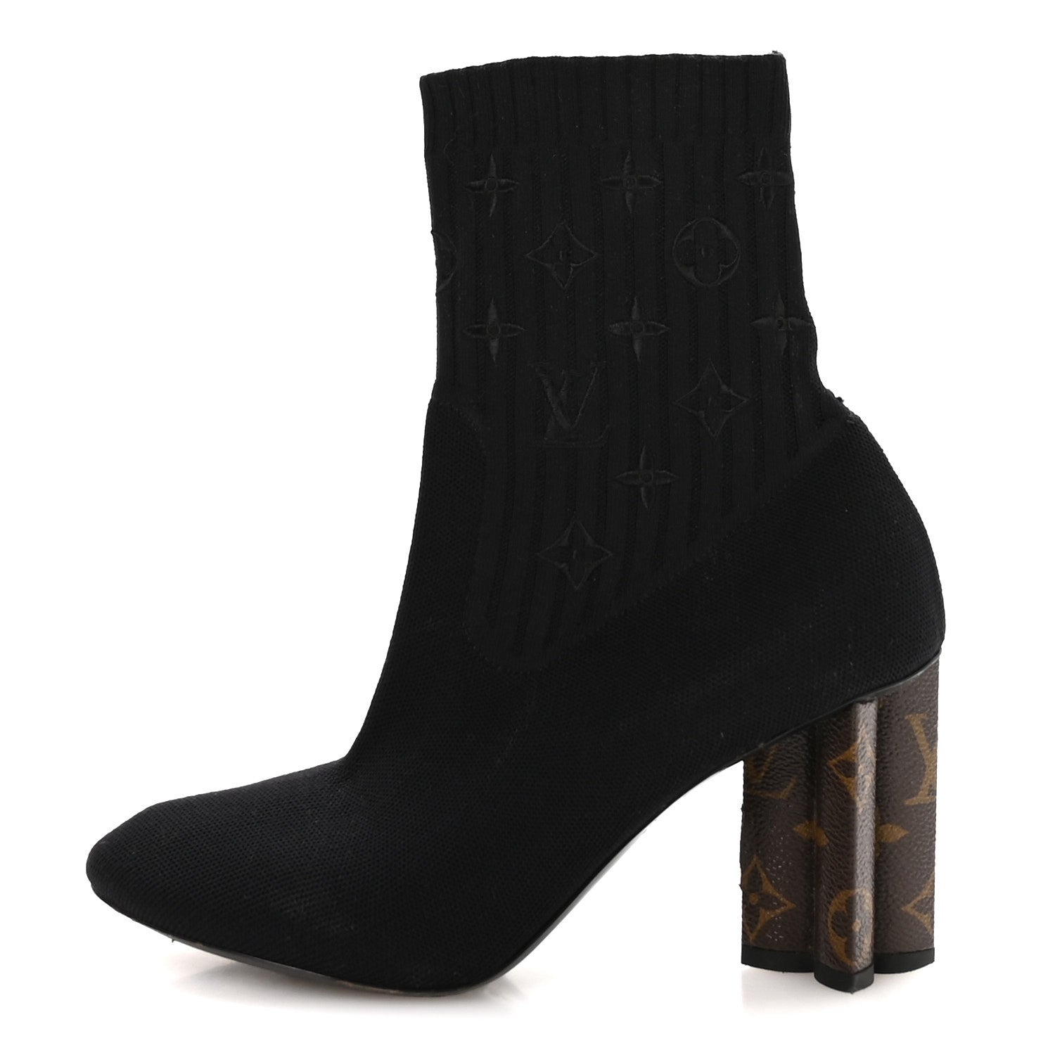 Monogram Stretch Fabric Silhouette Ankle Boots 39 Black