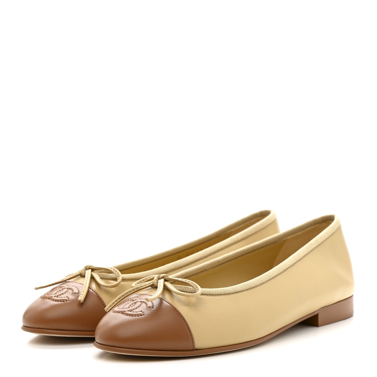 Lambskin Cap Toe CC Ballerina Flats 35.5 Beige Light Beige