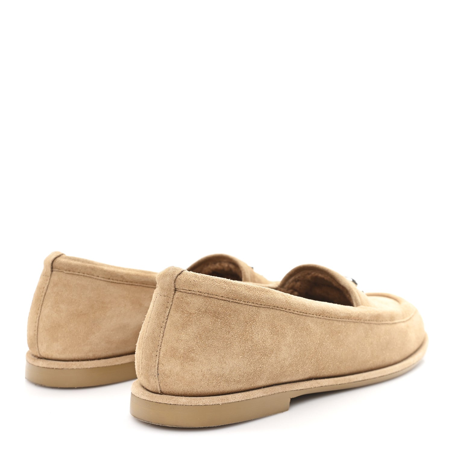 Suede Calfskin CC Loafers 37.5 Dark Beige