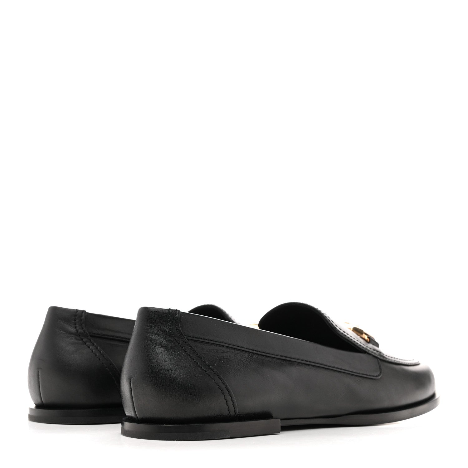 Shiny Calfskin Metal CC Mocassin Loafers 38.5 Black