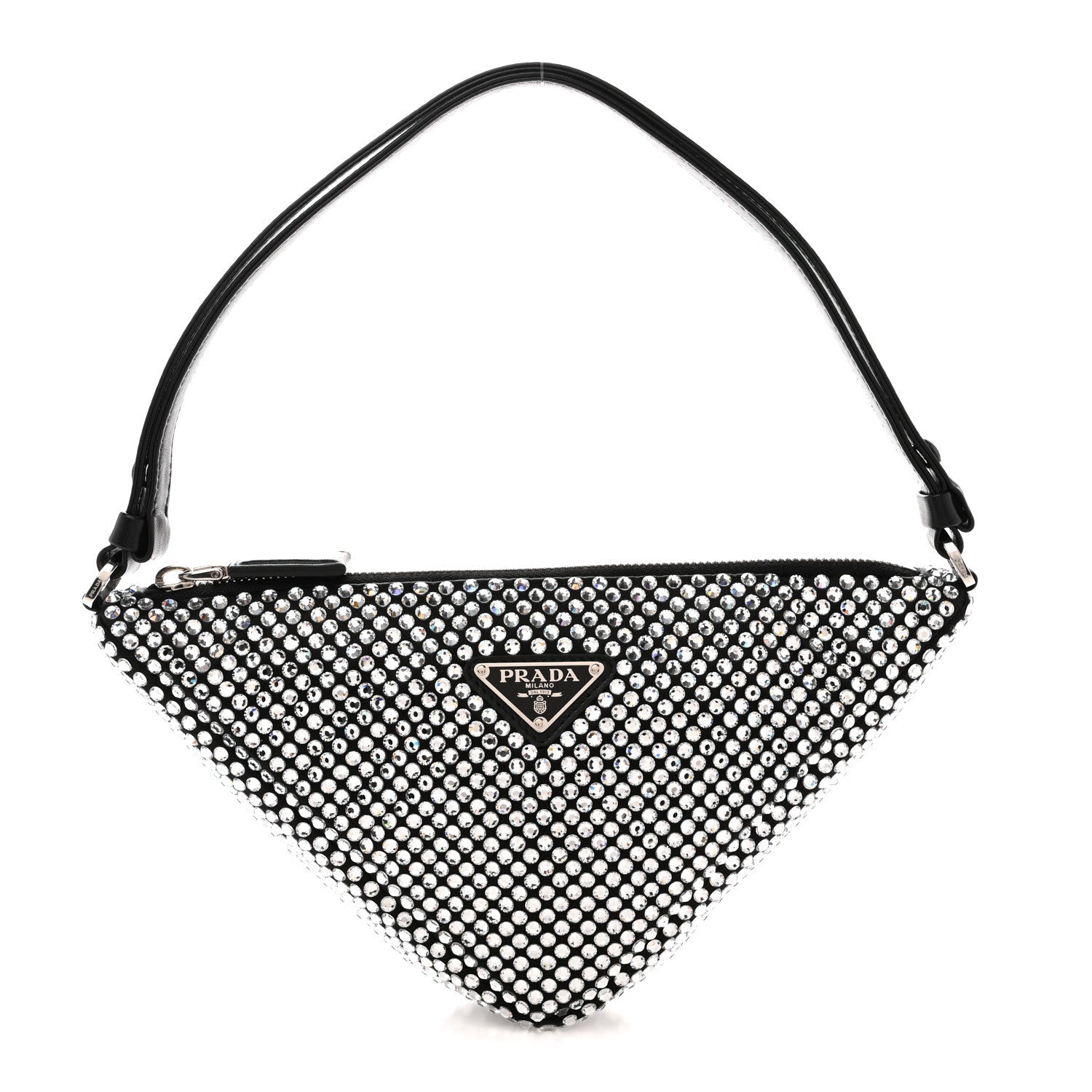 Satin Crystal Triangle Pouch Cristal