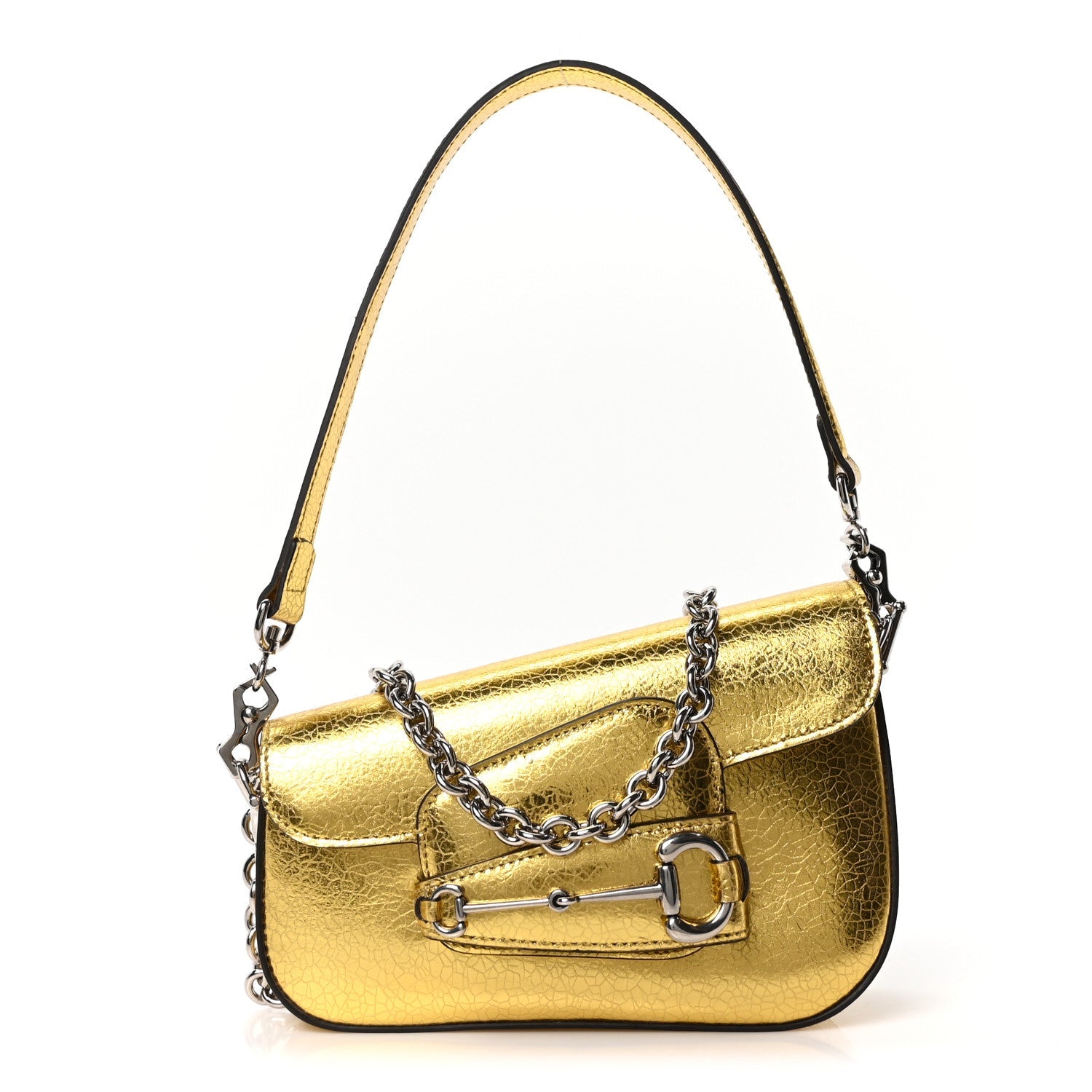 Metallic Calfskin Mini Horsebit 1955 Asymmetric Shoulder Bag Gold