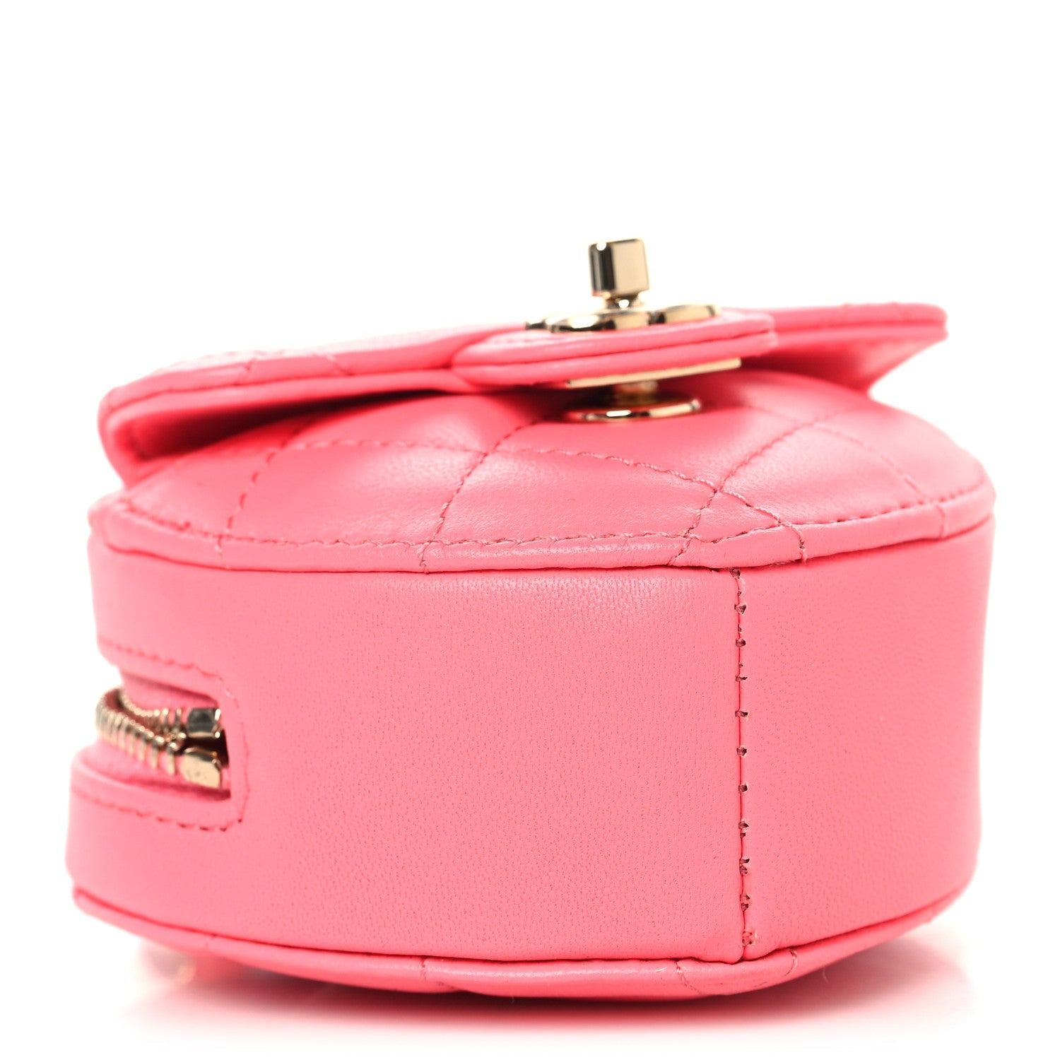 Lambskin Quilted CC In Love Heart Coin Purse With Chain  Pink