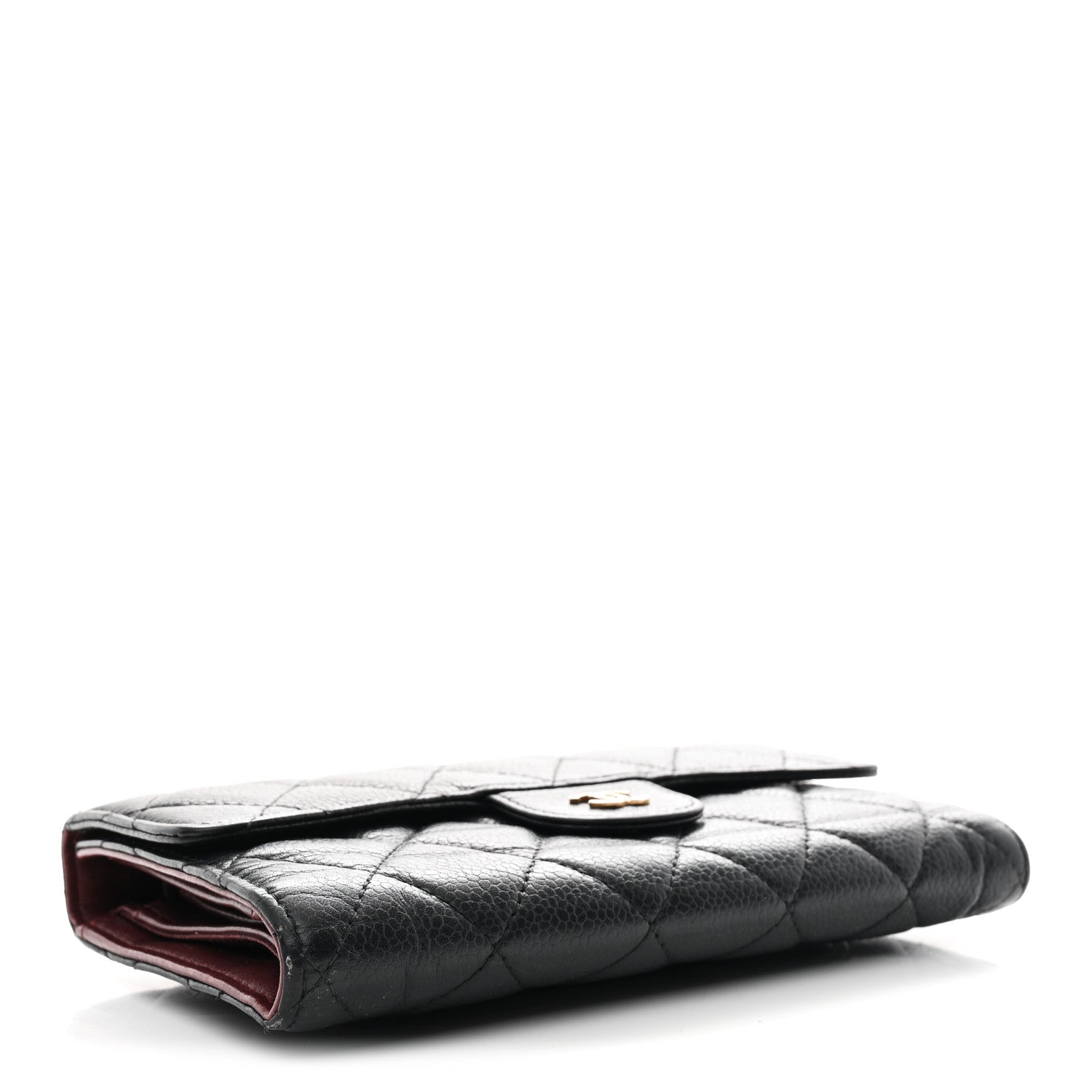 Caviar Quilted Long Flap Wallet Black