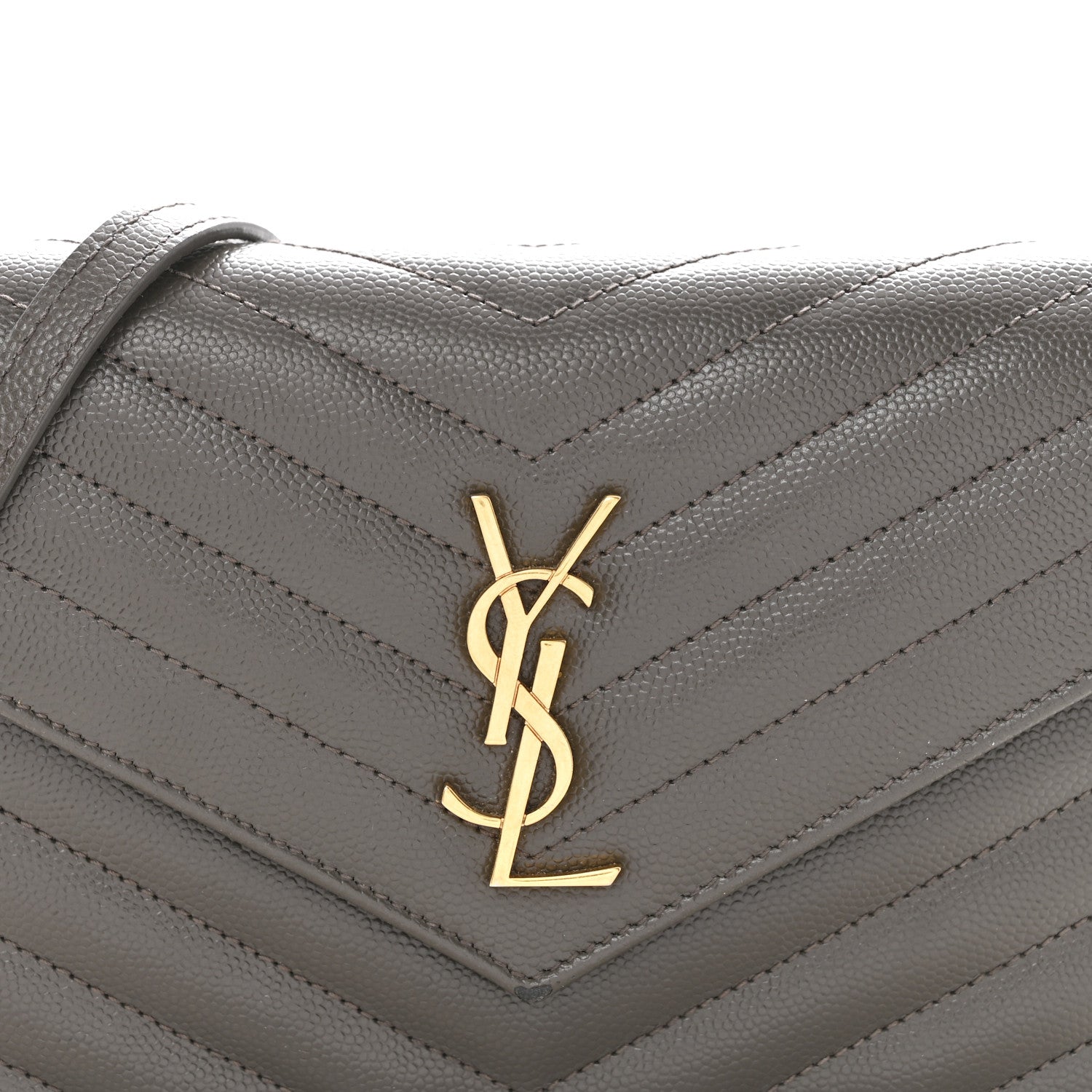 Grain De Poudre Matelasse Chevron Monogram Envelope Chain Wallet Pebble
