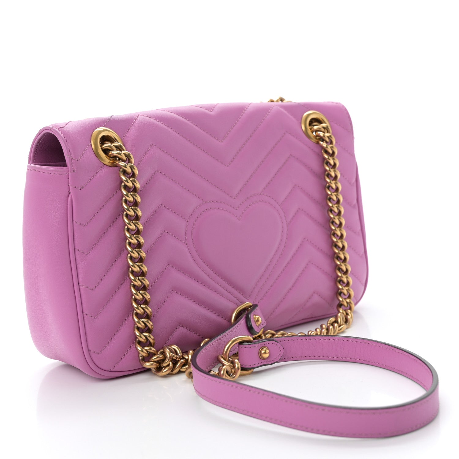 Calfskin Matelasse Small GG Marmont Shoulder Bag Candy Mousse
