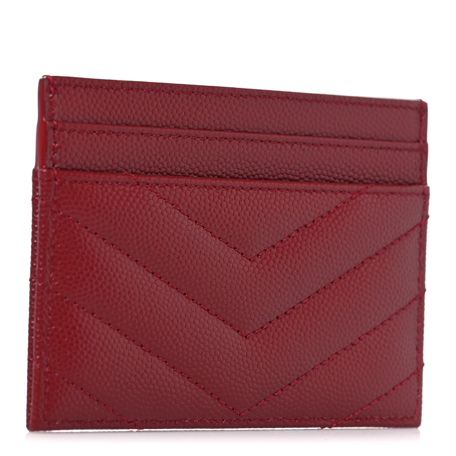 Grain De Poudre Matelasse Chevron Monogram Credit Card Case Palissandre