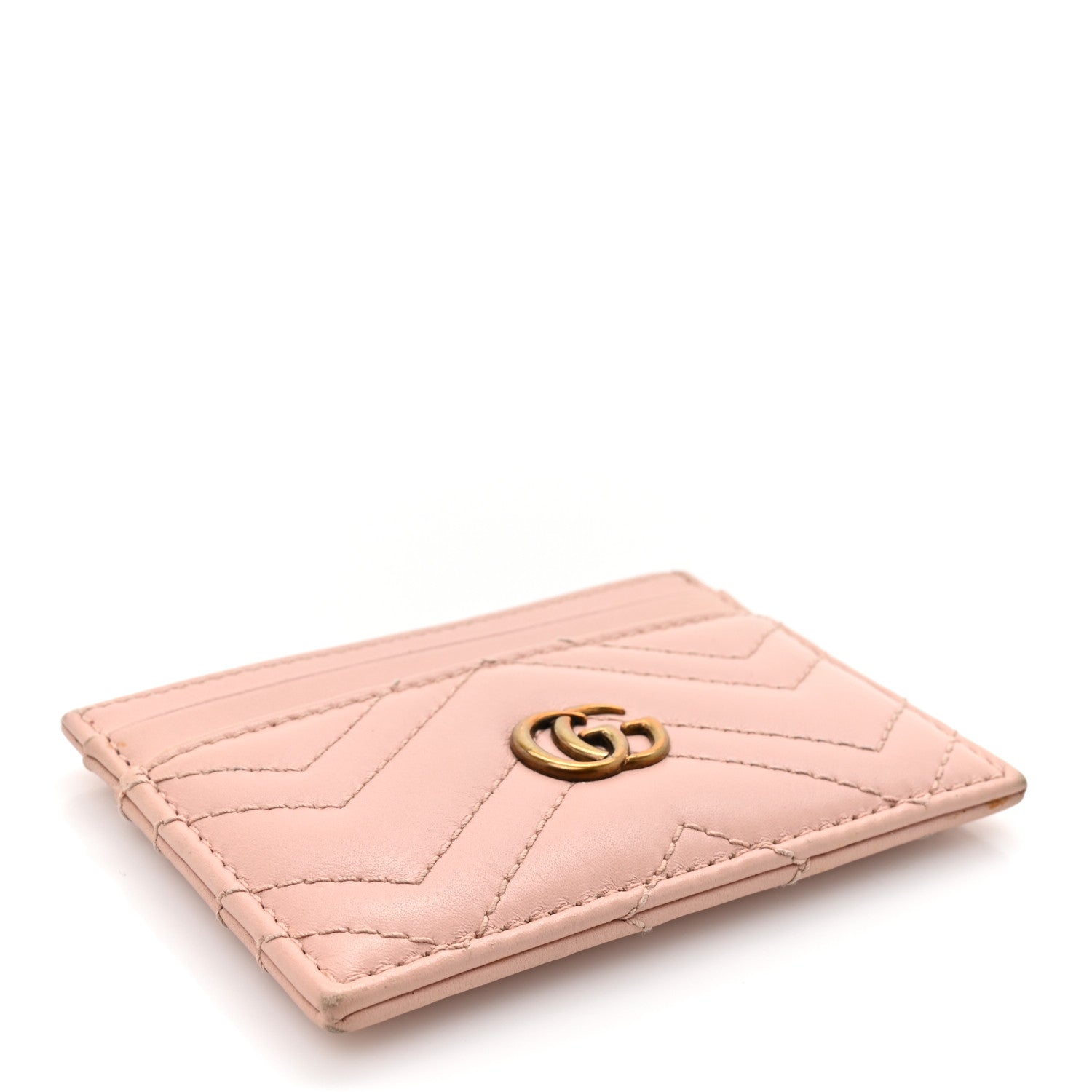 Calfskin Matelasse GG Marmont Card Holder Perfect Pink