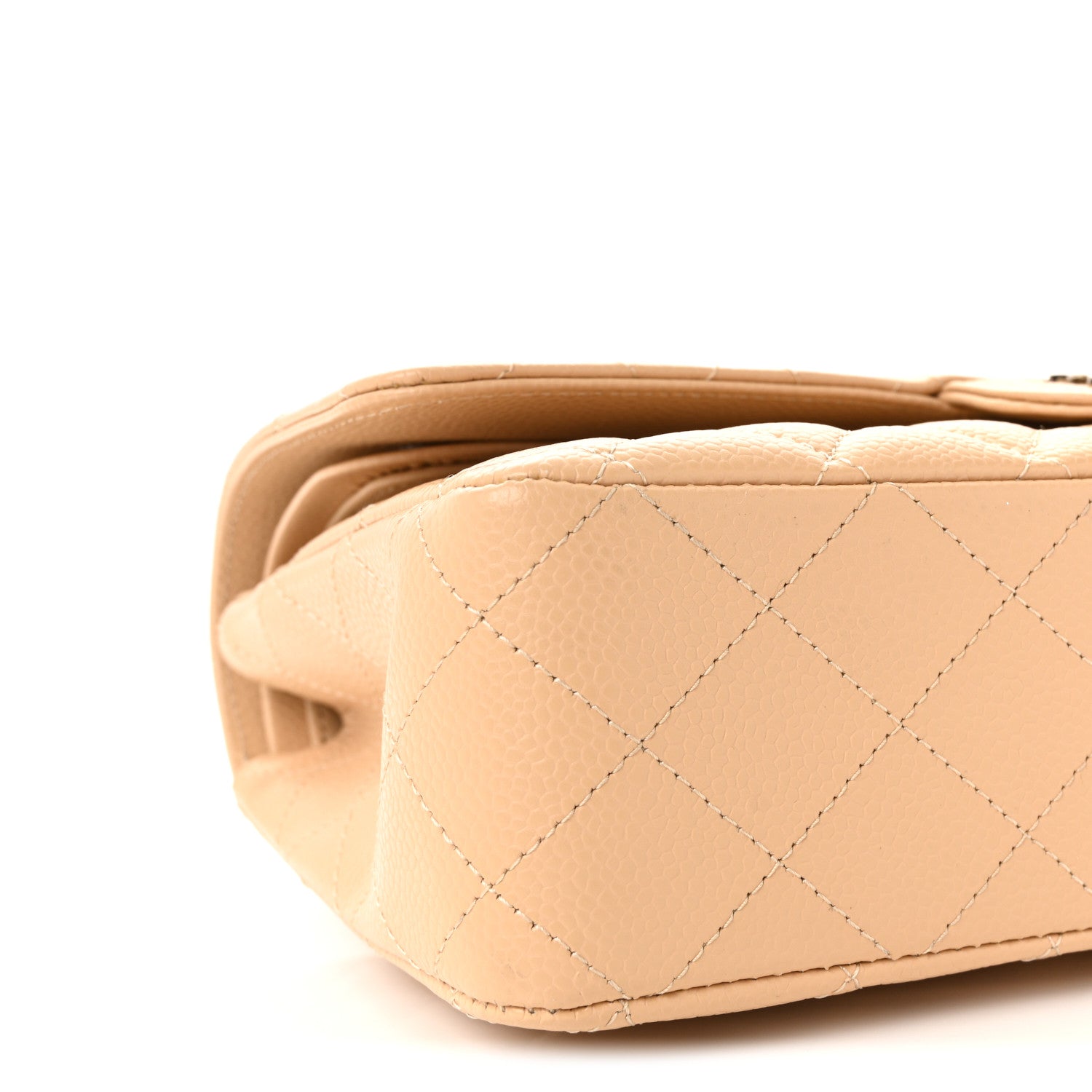Caviar Quilted Medium Double Flap Beige Clair