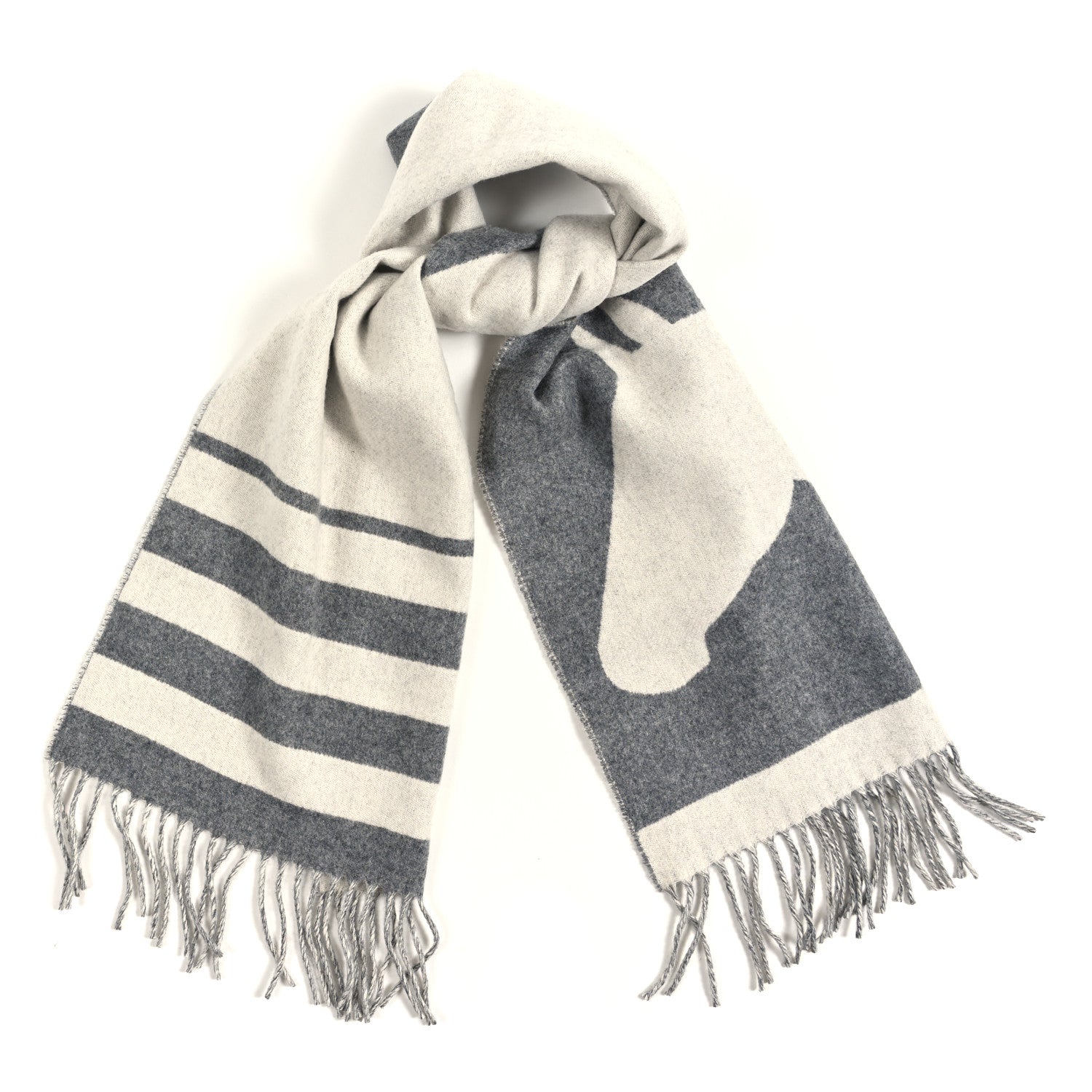 Cashmere Casaque Love Story Muffler Gris Clair Ivoire