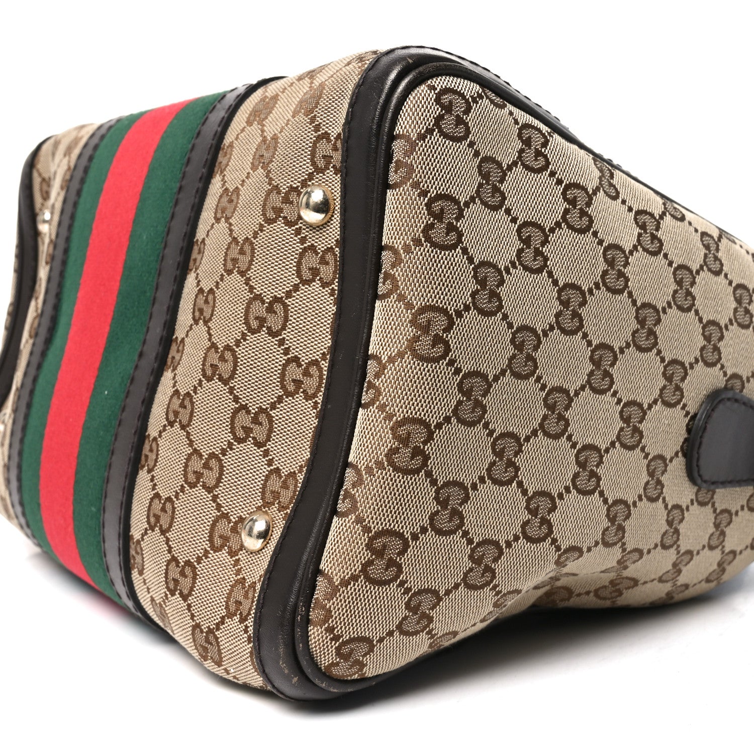 Monogram Selleria Calfskin Vintage Web Medium Boston Beige Ebony Cocoa