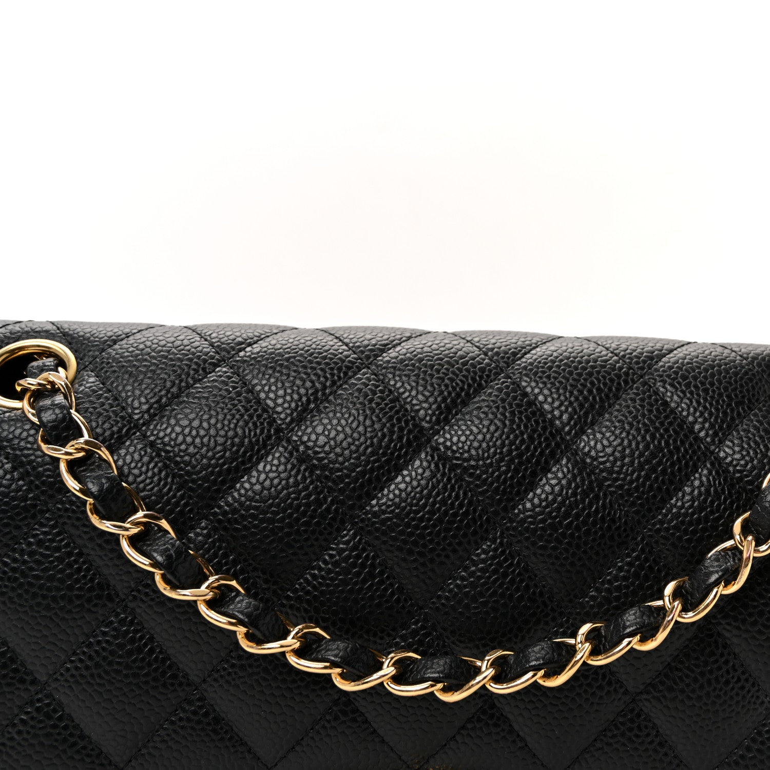 Caviar Quilted Medium Double Flap Black