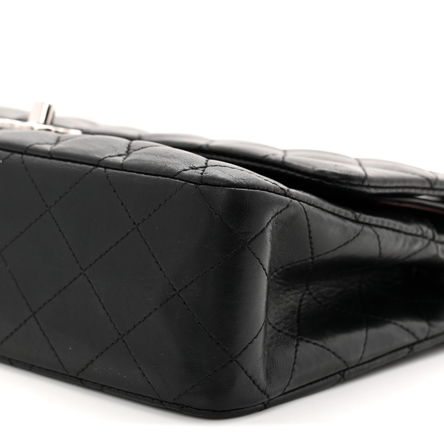Lambskin Quilted Medium Double Flap Black