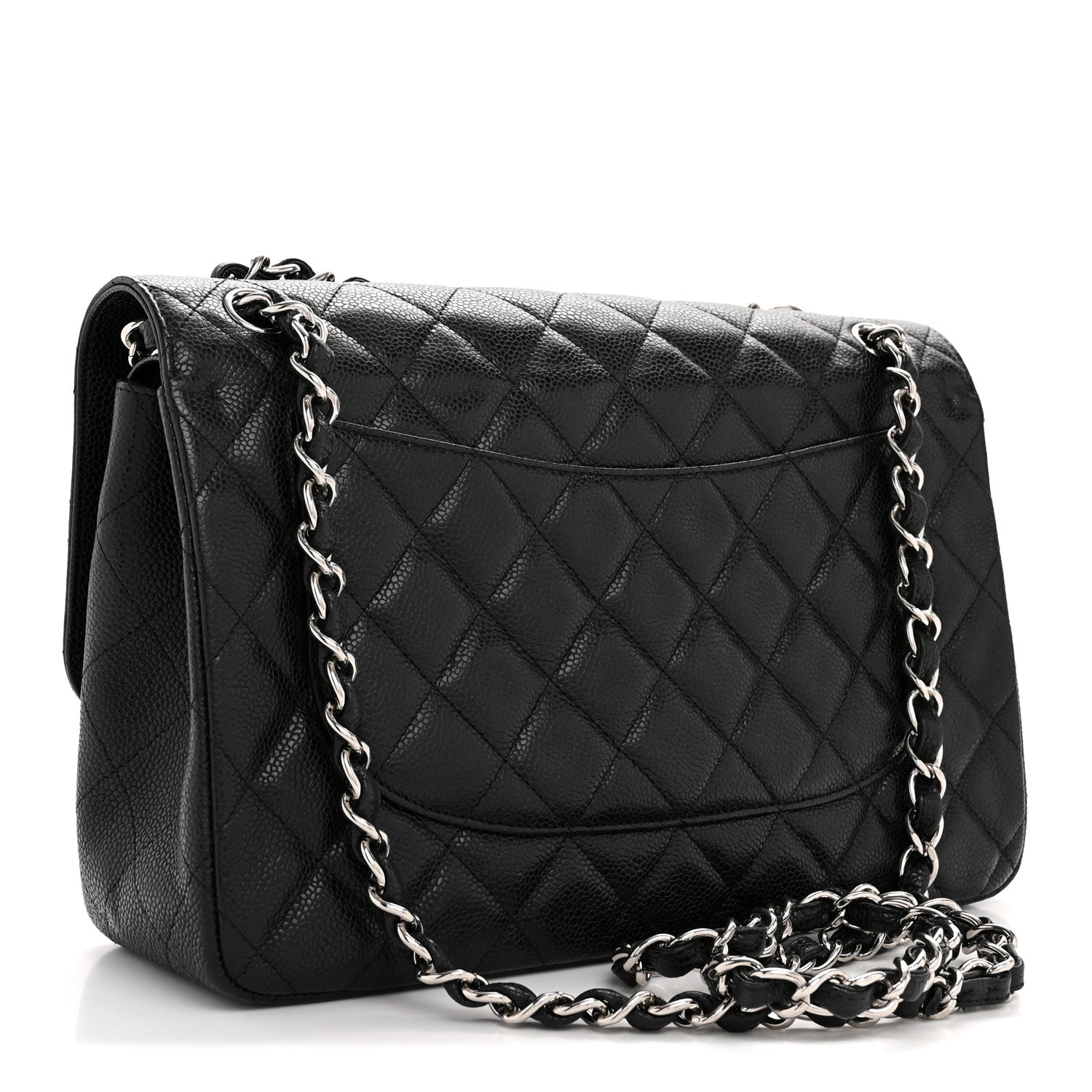 Caviar Quilted Jumbo Double Flap Black