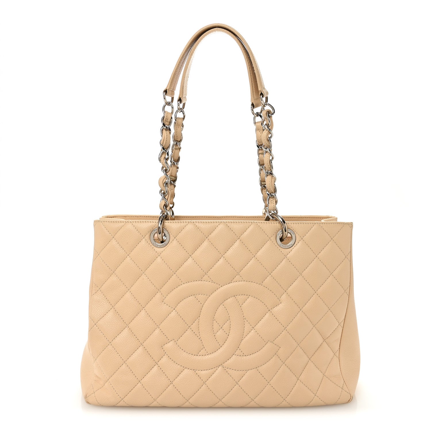 Caviar Quilted Grand Shopping Tote GST Beige