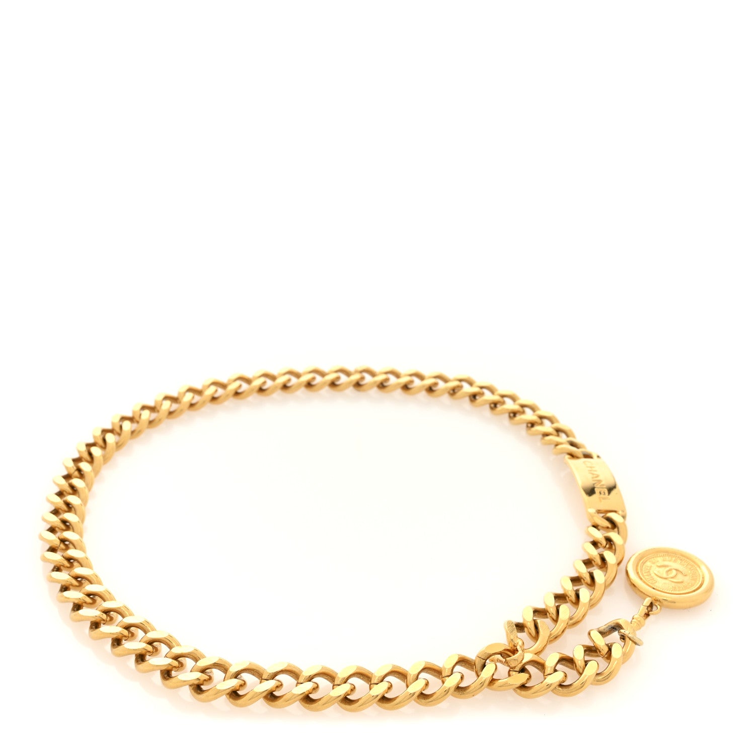 Metal Chain CC Medallion Belt Belt Gold