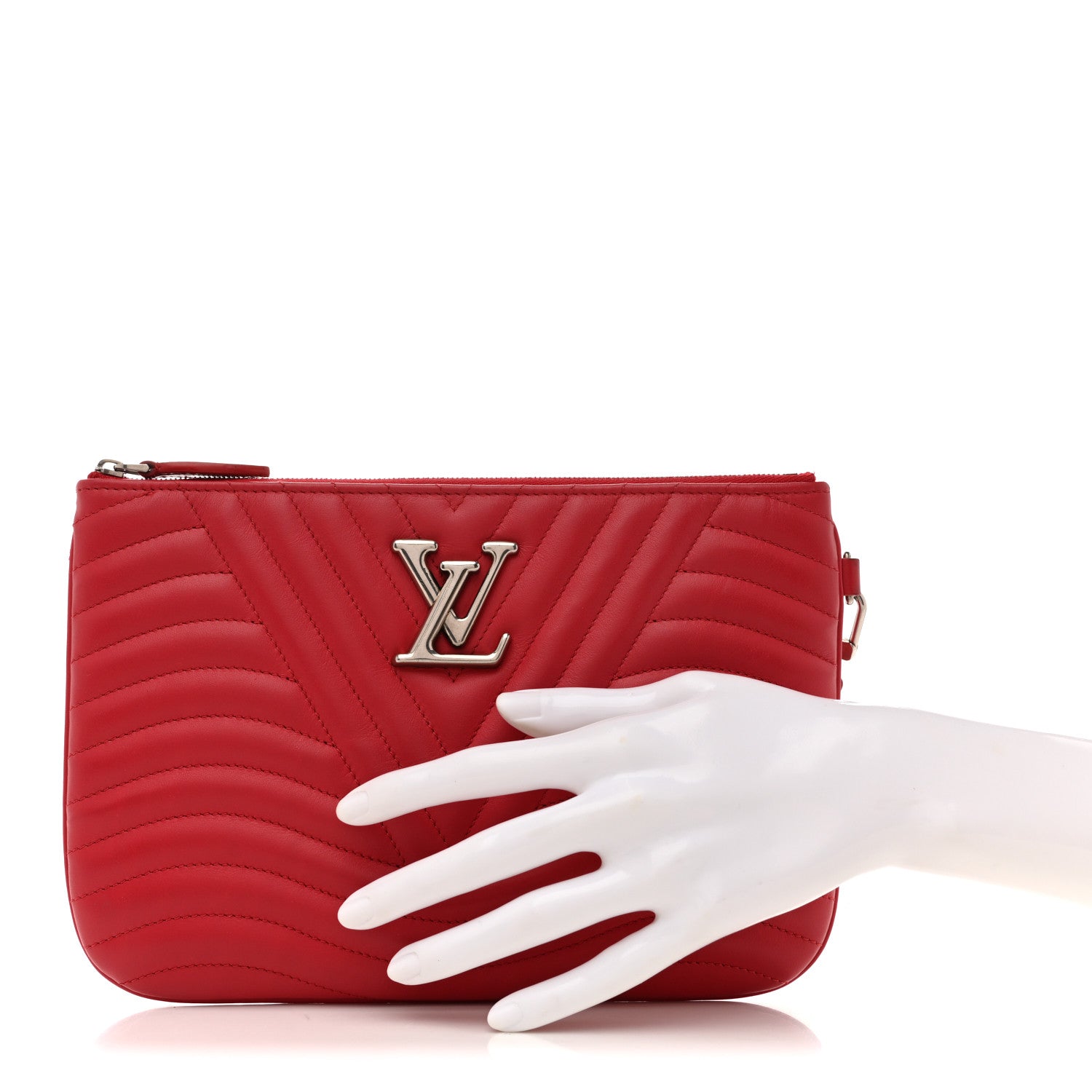 Calfskin New Wave Zipped Pochette Ecarlate