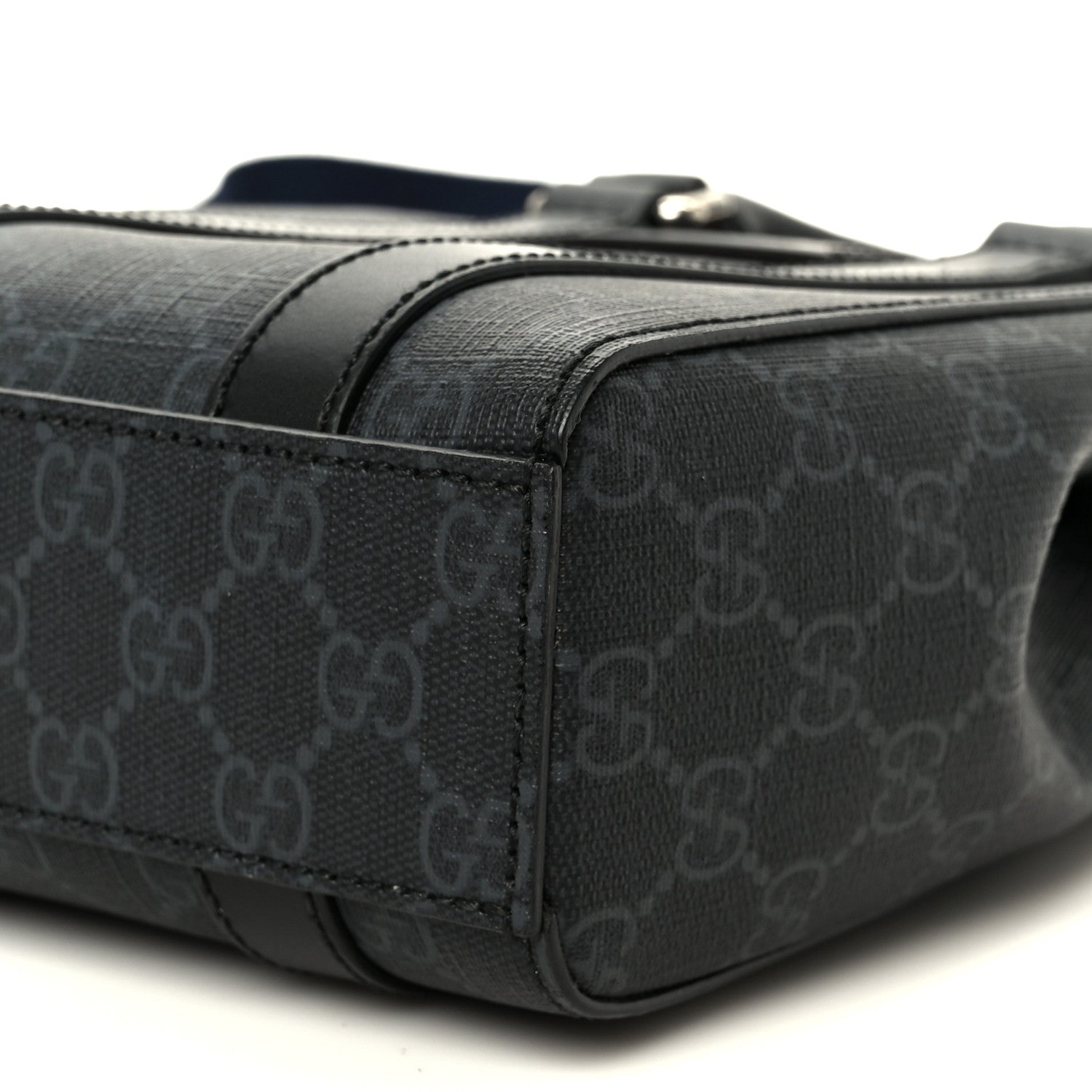 GG Supreme Monogram Appia Calfskin Web Mini Tote Bag Black