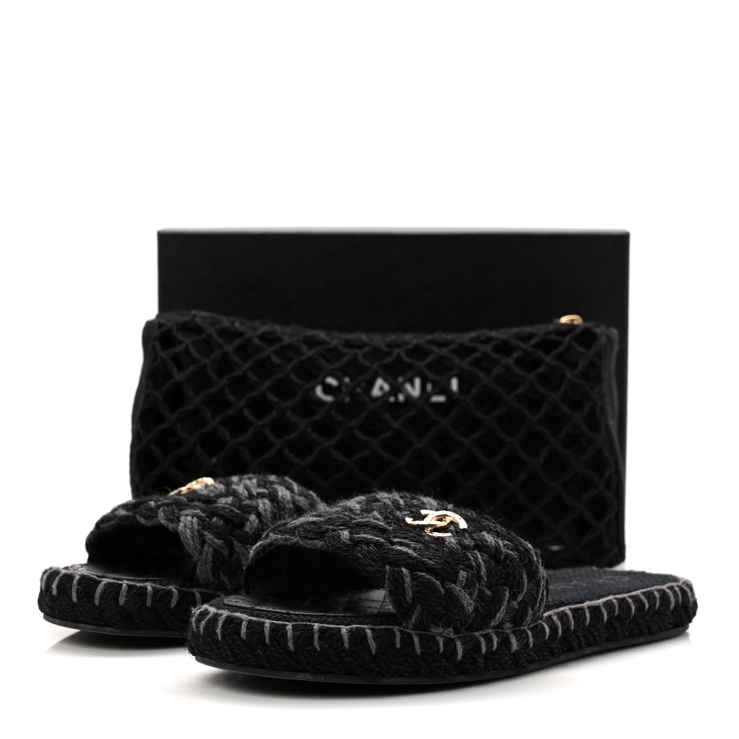Cord Braided CC Mules 41 Black