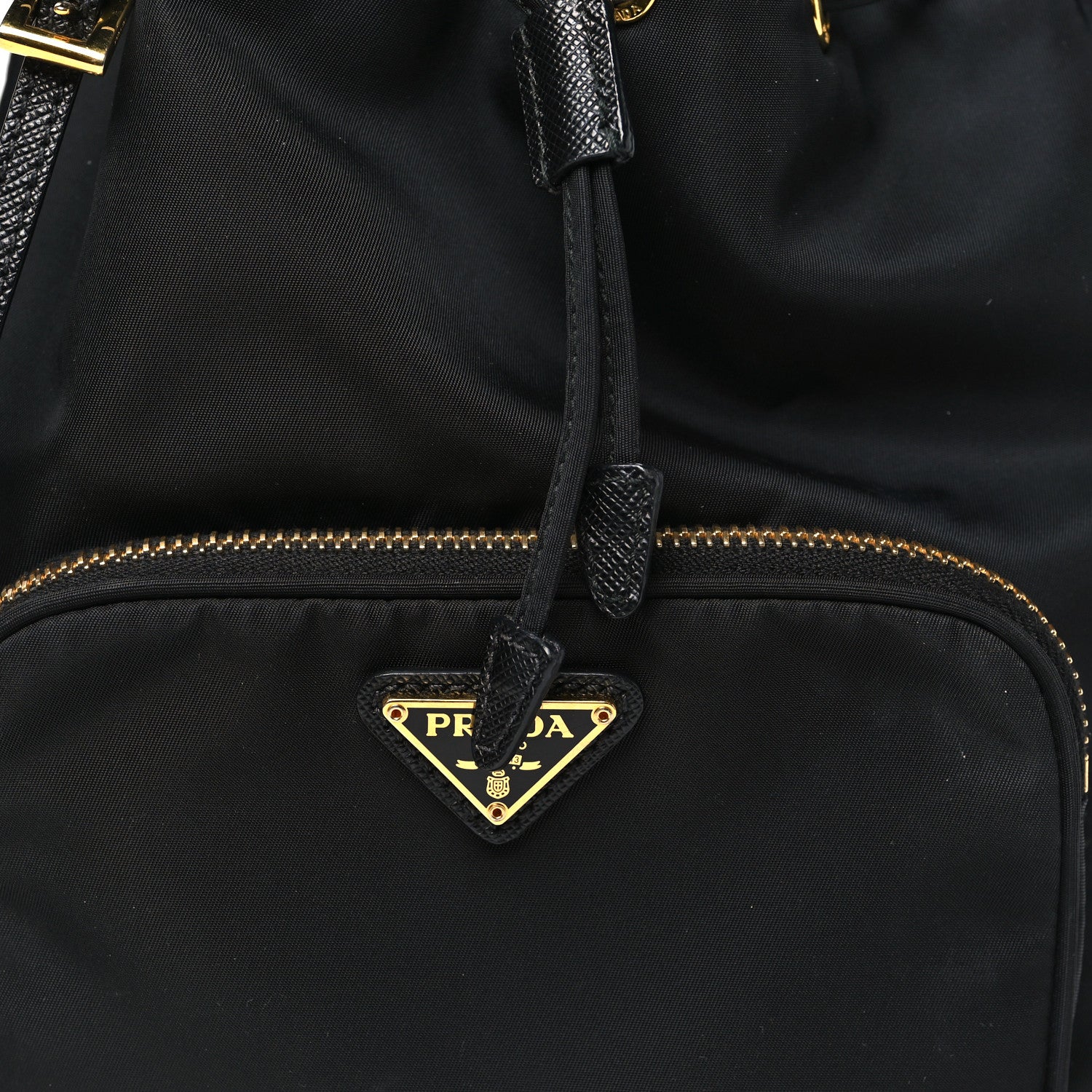 Saffiano Tessuto Nylon Mini Bucket Crossbody Bag Black